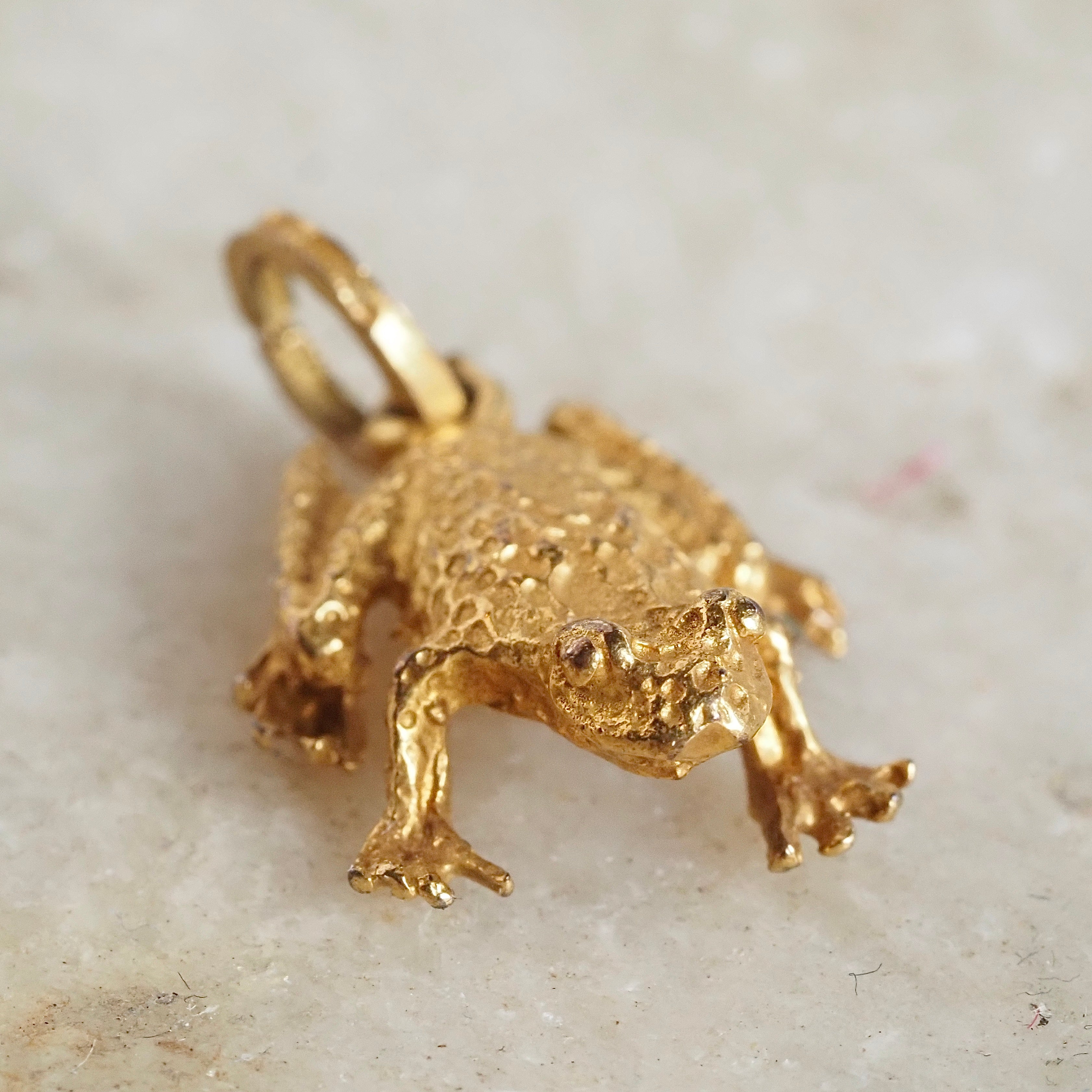 14k Gold Bloomed Frog Charm