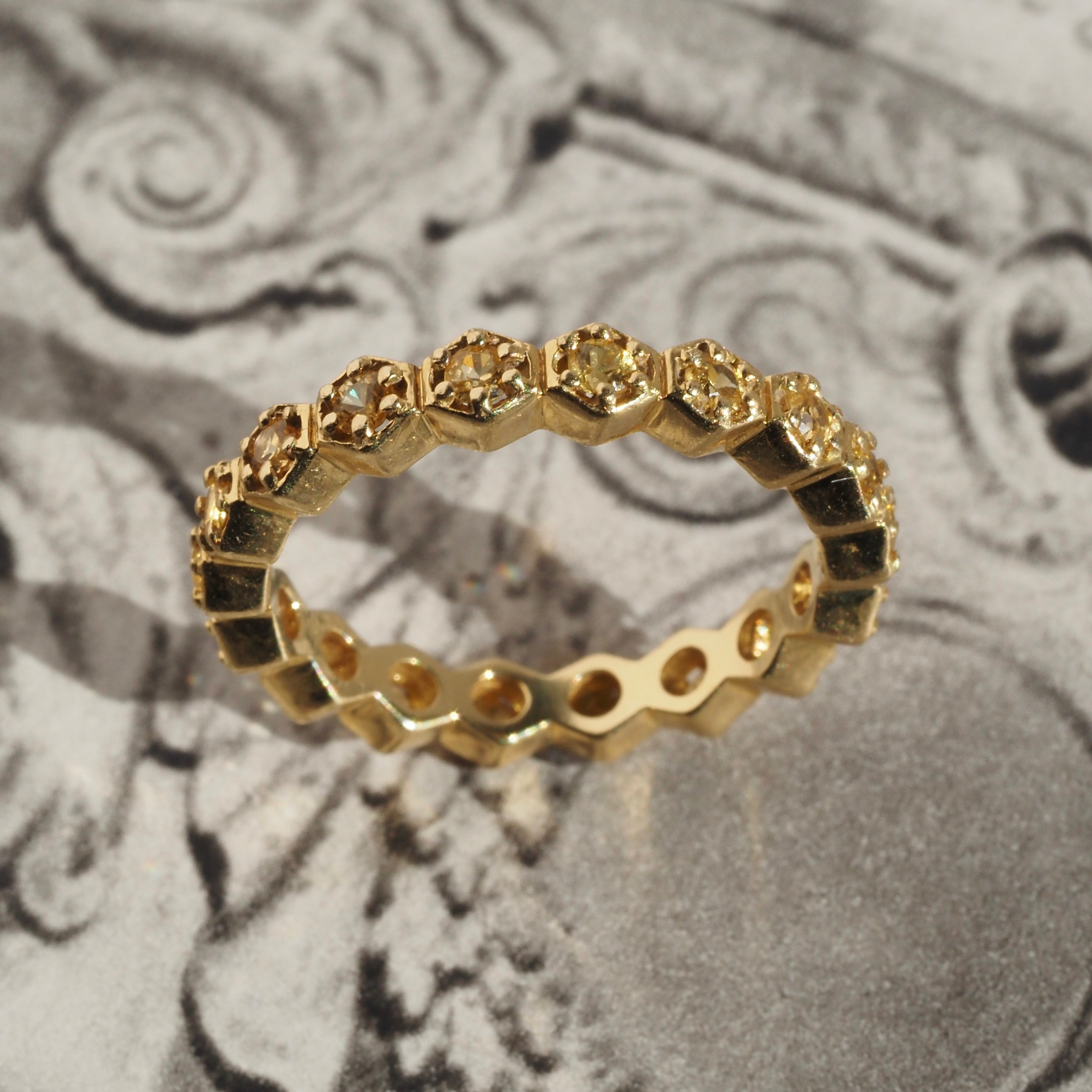 18k Gold Yellow Sapphire Hexagonal Eternity Ring