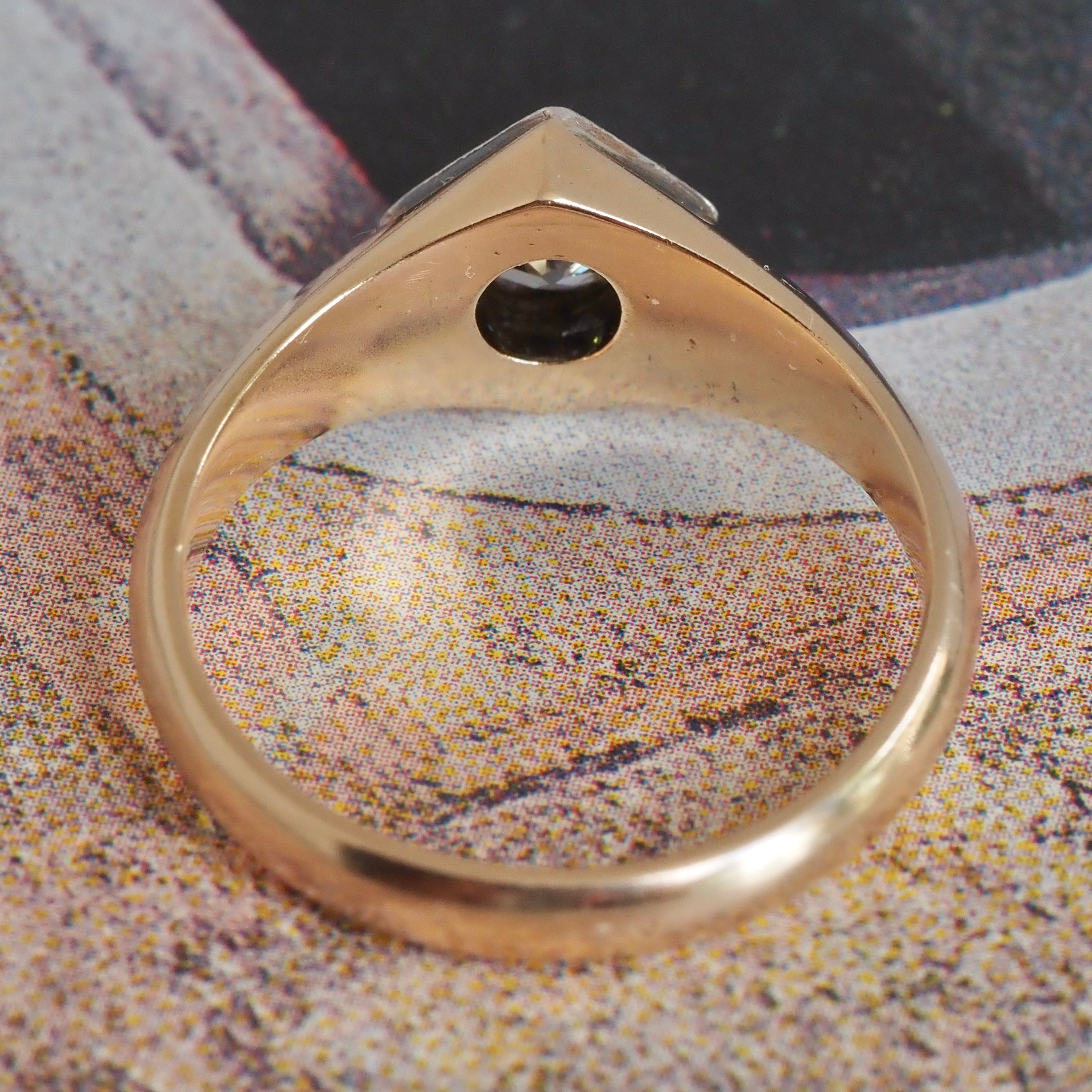 Vintage 14k Gold Old Mine Cut Diamond Geometric Ring