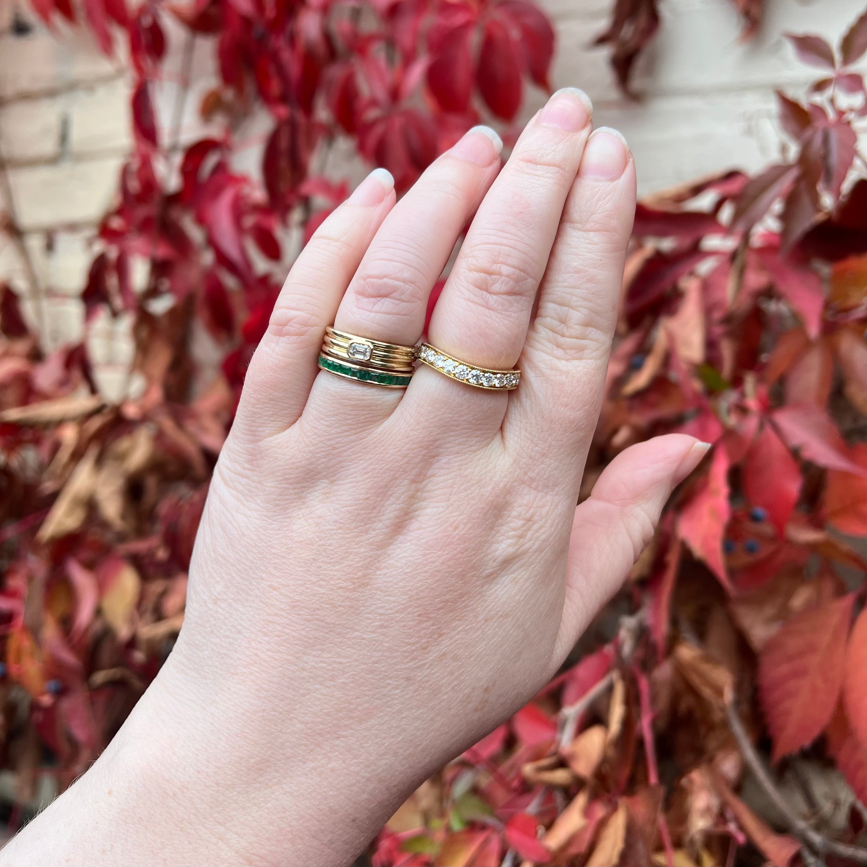 Vintage 14k Gold Emerald Eternity Band