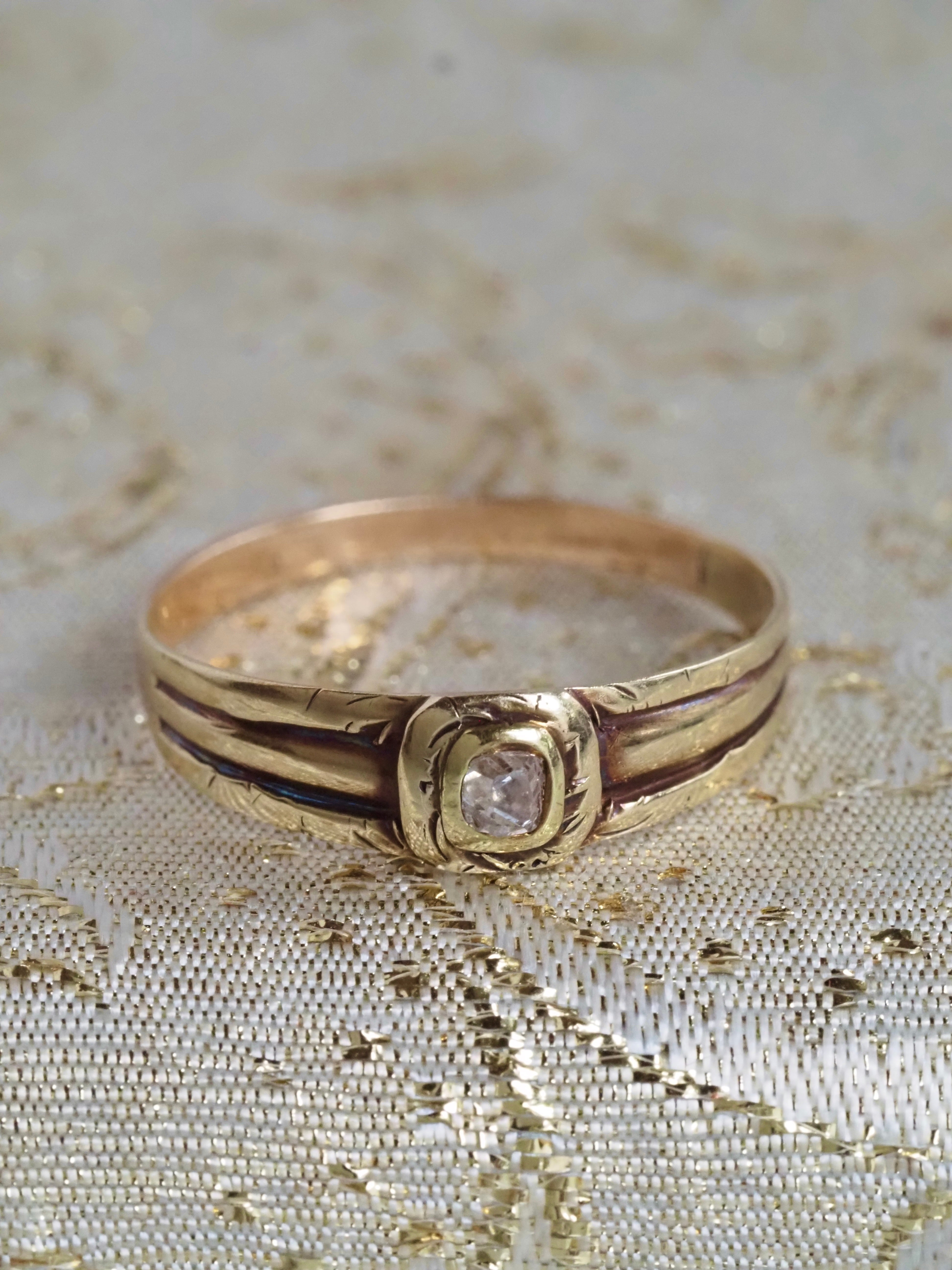Antique 14k Gold Late 1700s Pink Peruzzi Diamond Ring
