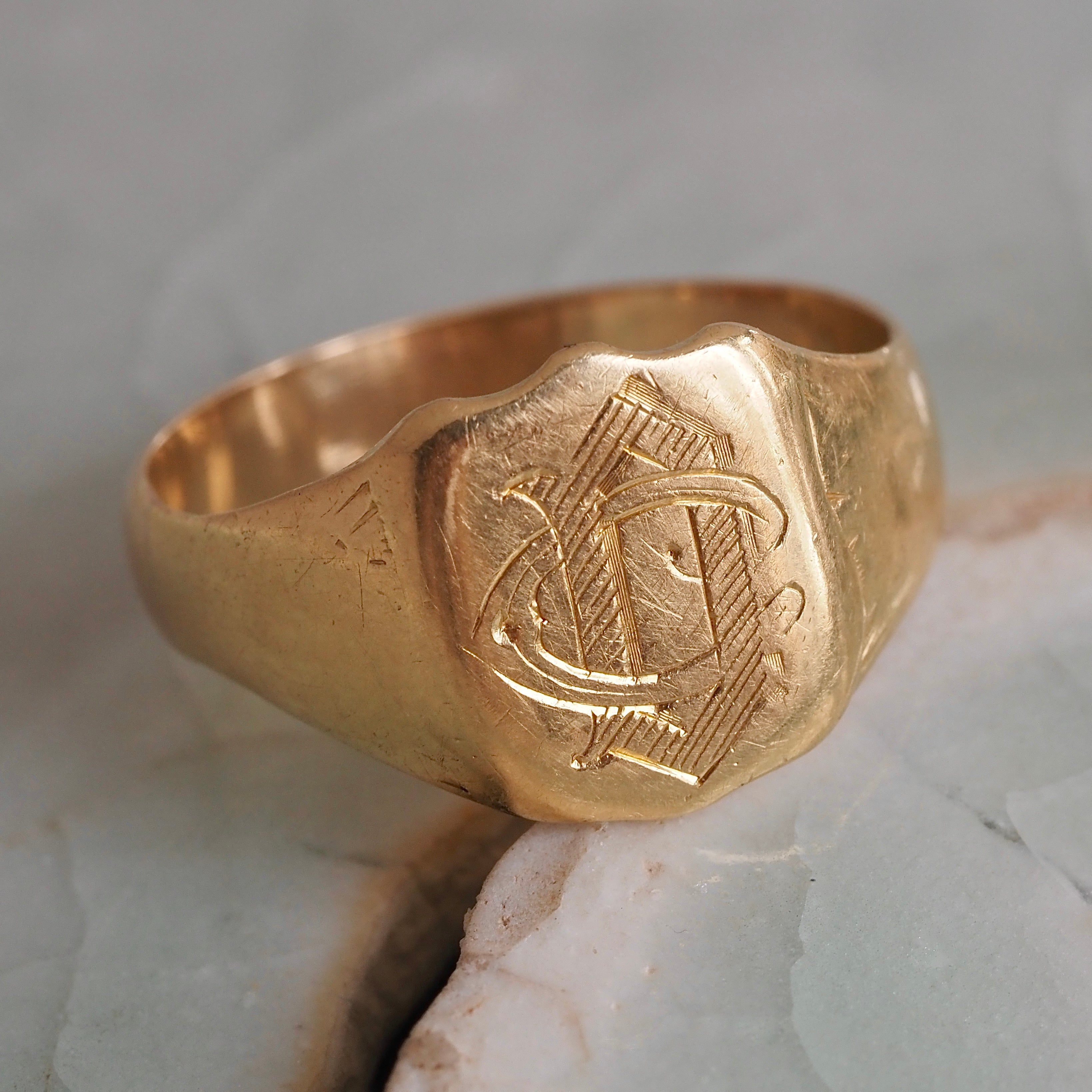 Antique 18k Gold “DC” Signet Ring