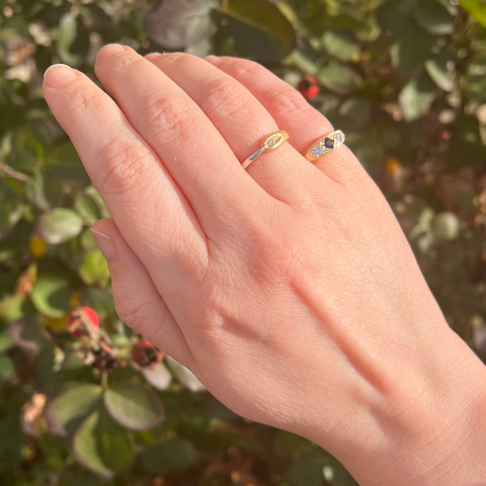 Vintage Sapphire and Diamond 14k Gold Trilogy Ring