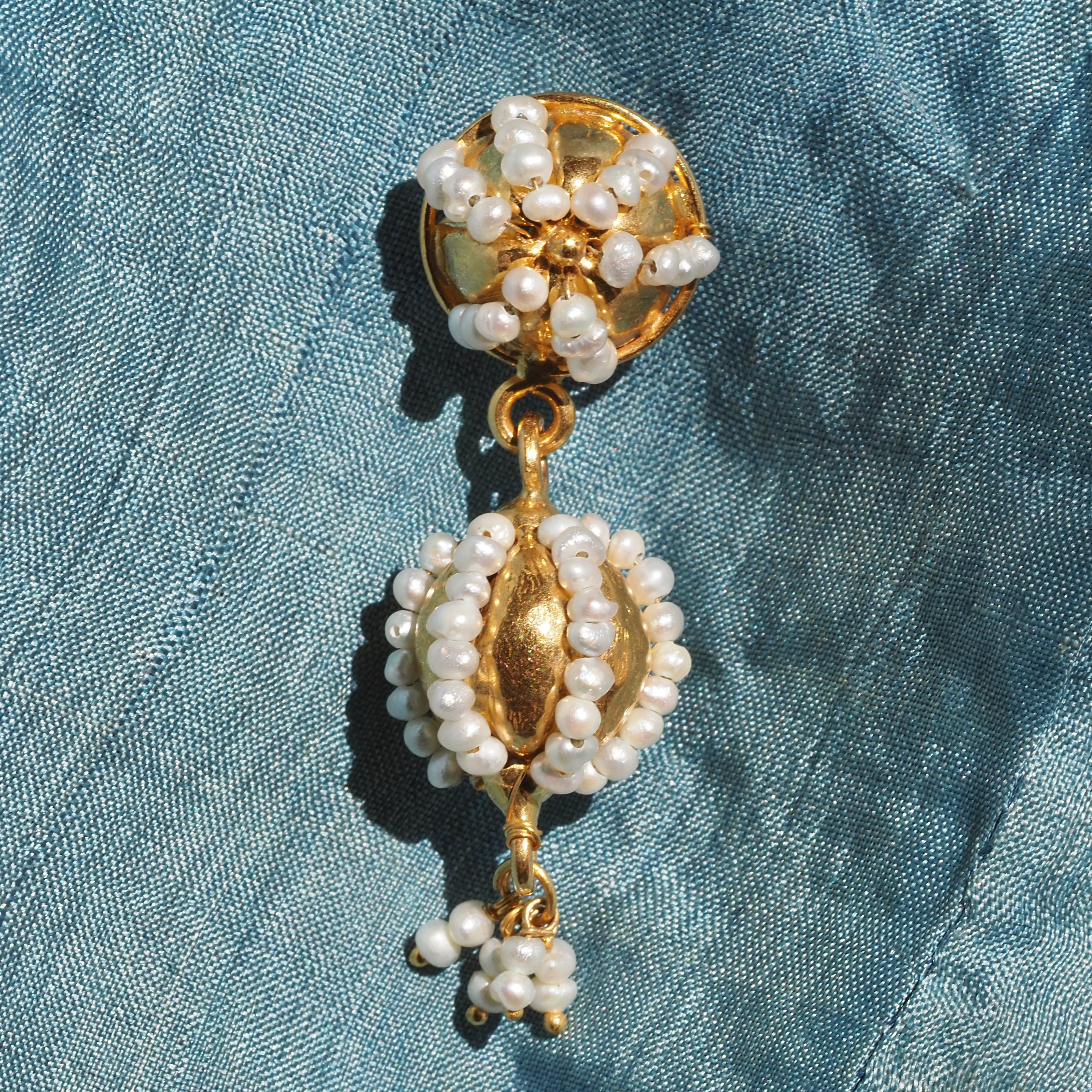 Vintage 21k Gold Seed Pearl Earrings
