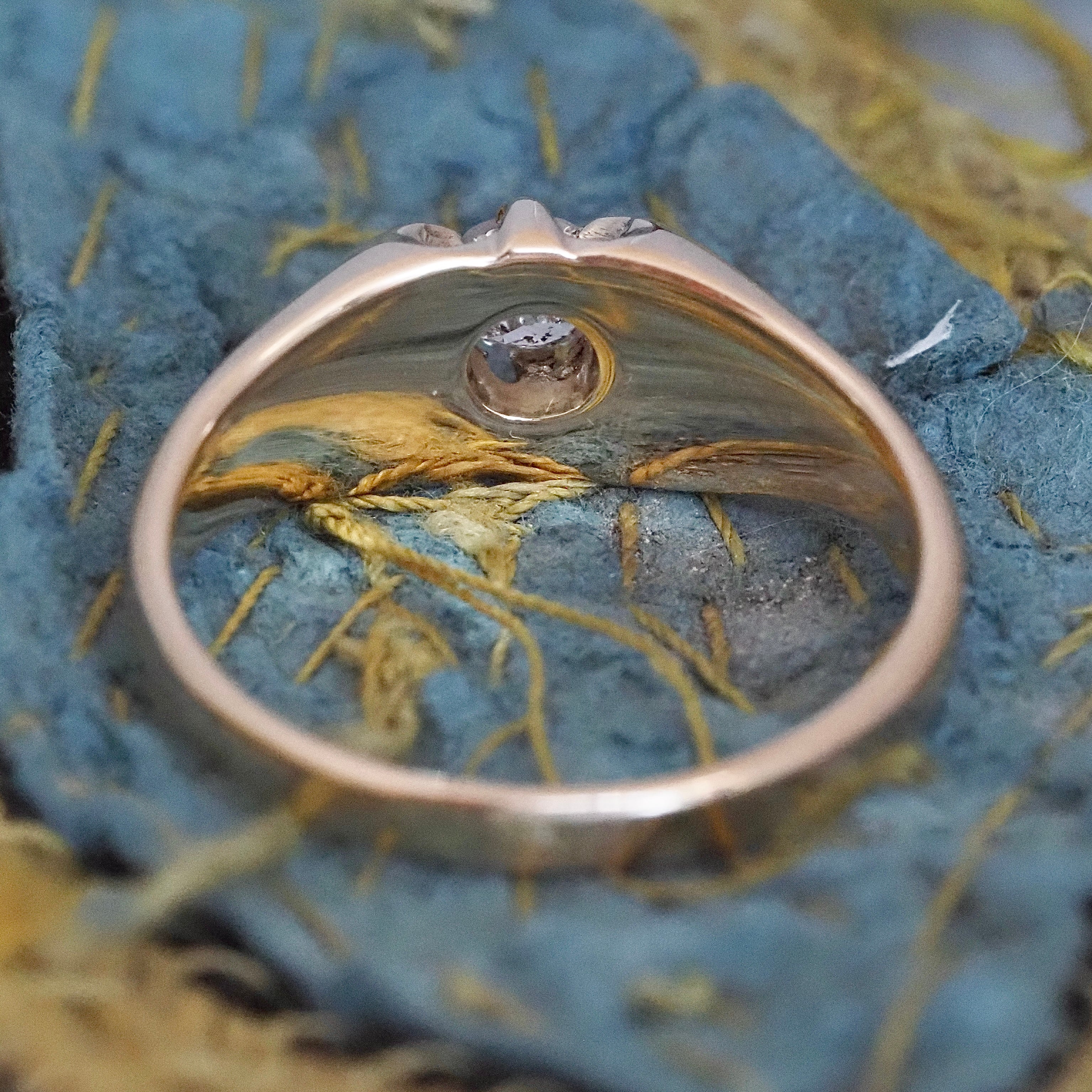 Antique Belcher Set Old European Cut Diamond 14k Gold Engagement Ring