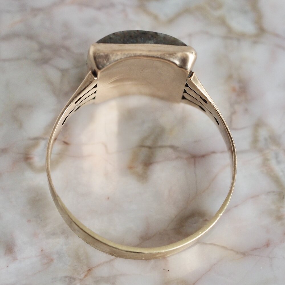 Antique Victorian 14k Barrel Cut Granite Ring