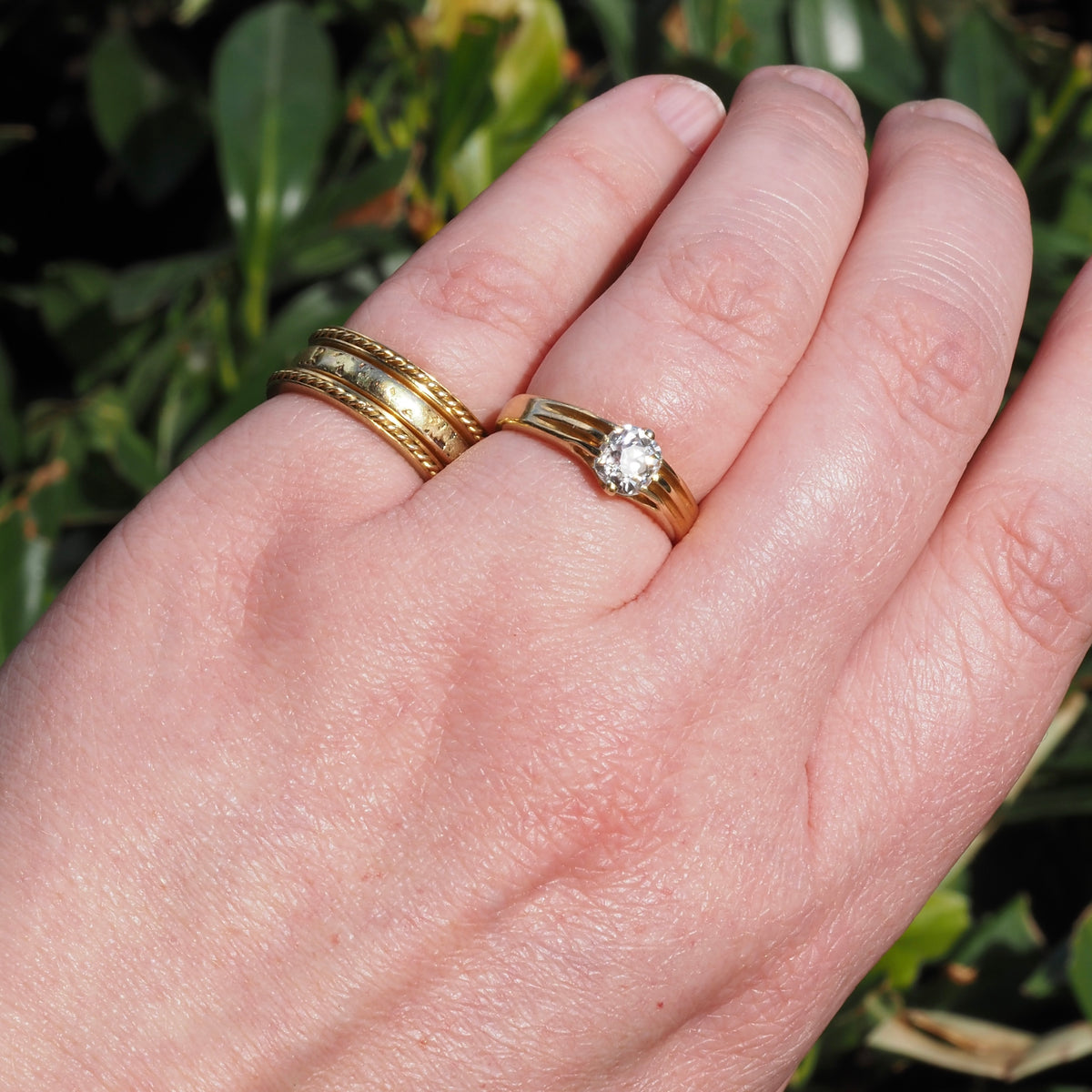 Vintage Rope 18k Gold Guard Ring Set