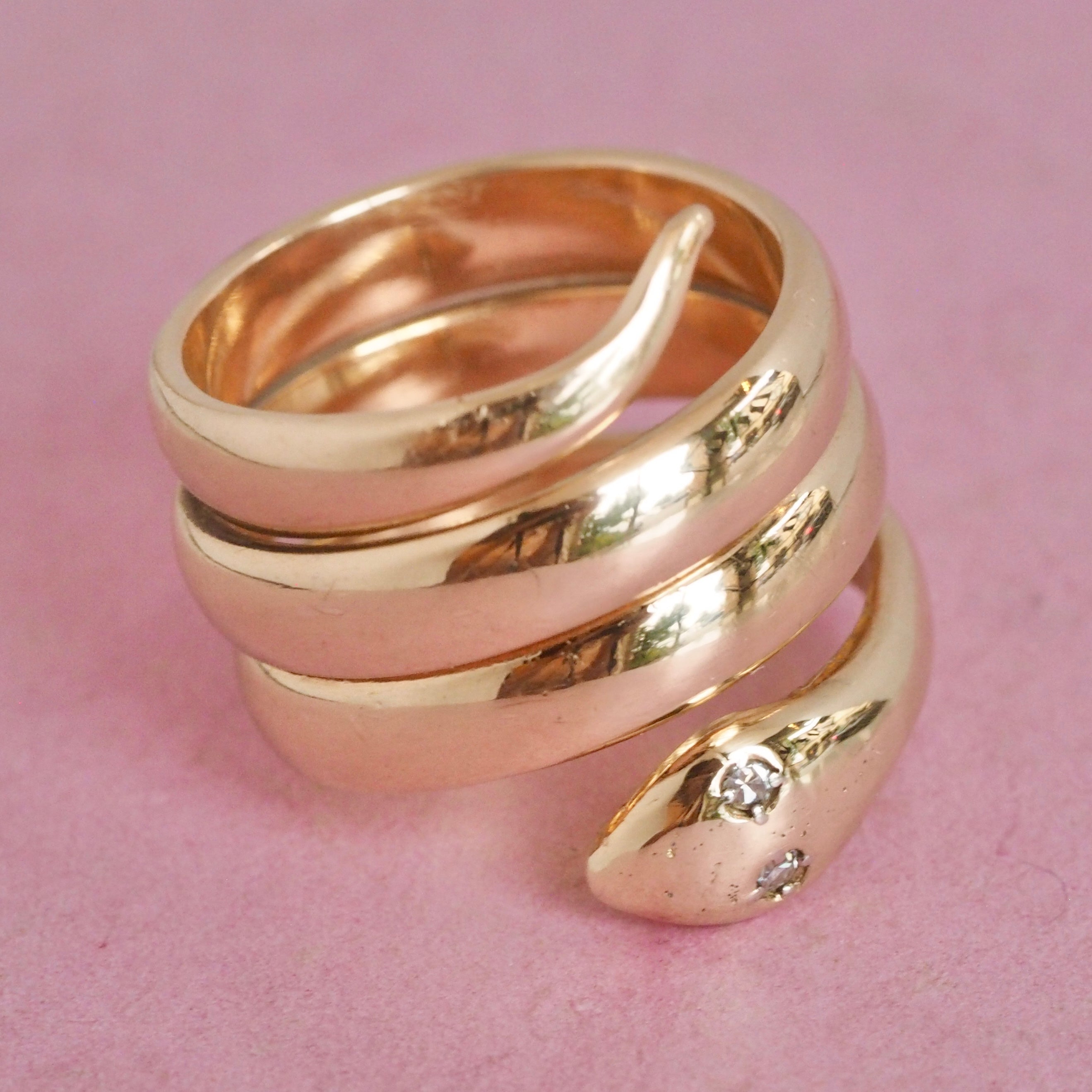 Vintage 14k Gold Diamond Snake Ring
