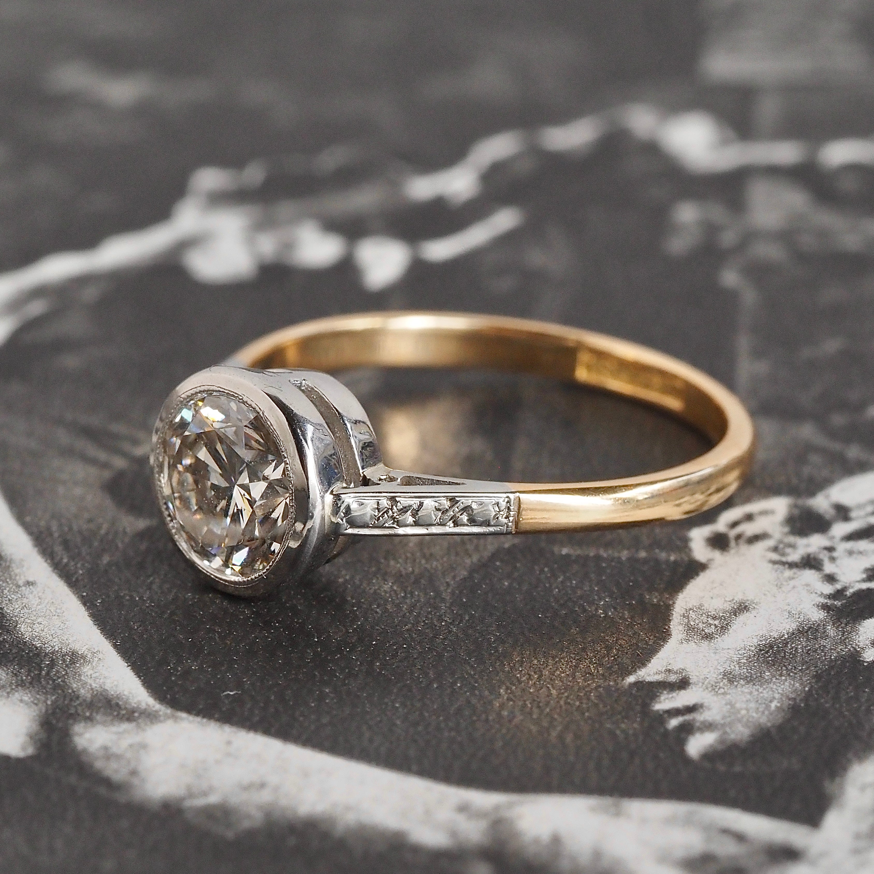 Vintage 1.24ct Diamond 18k and Platinum Engagement Ring