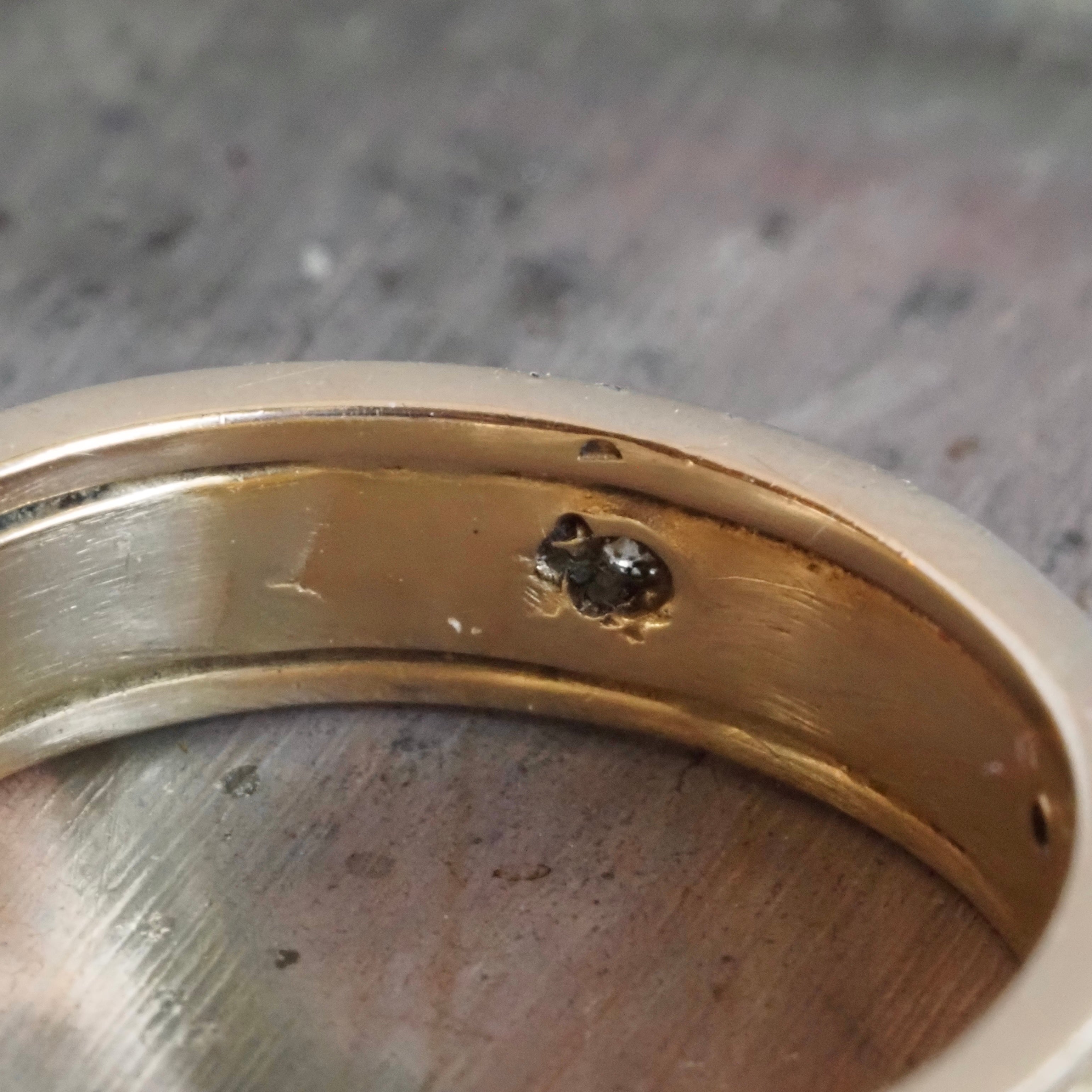 Vintage Diamond 14k Gold Engraved Band