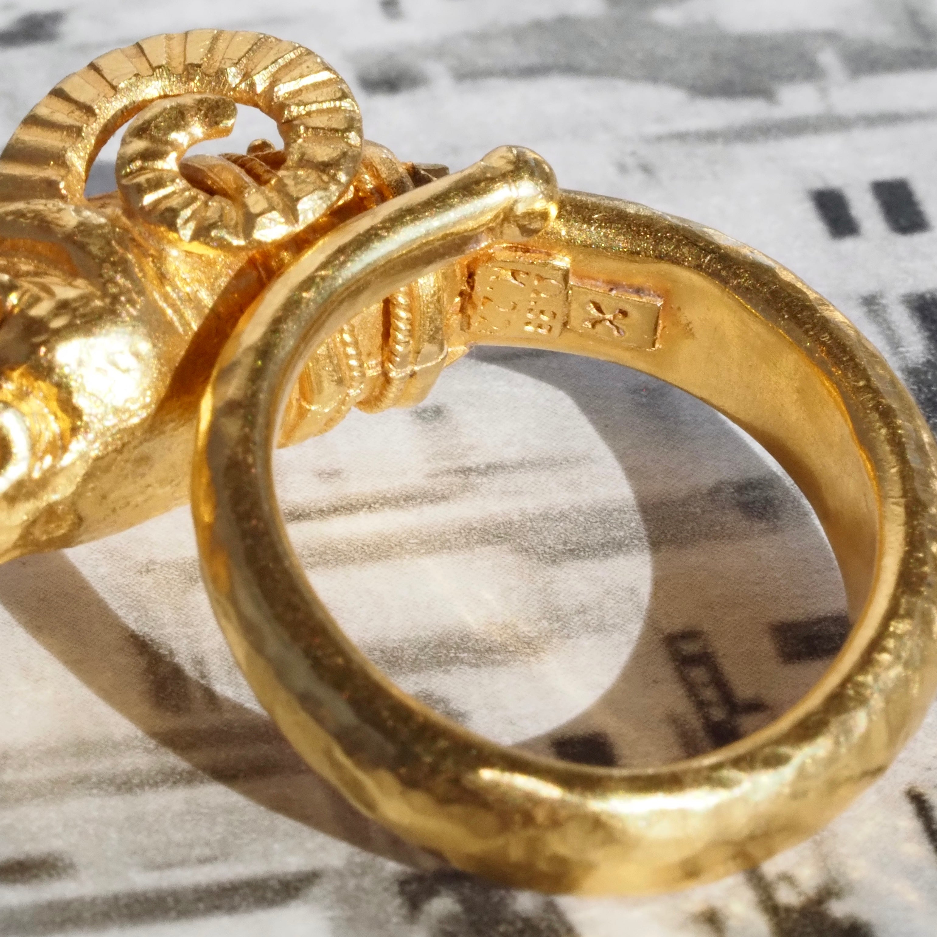 Vintage Greek Ram 22k Gold Ring