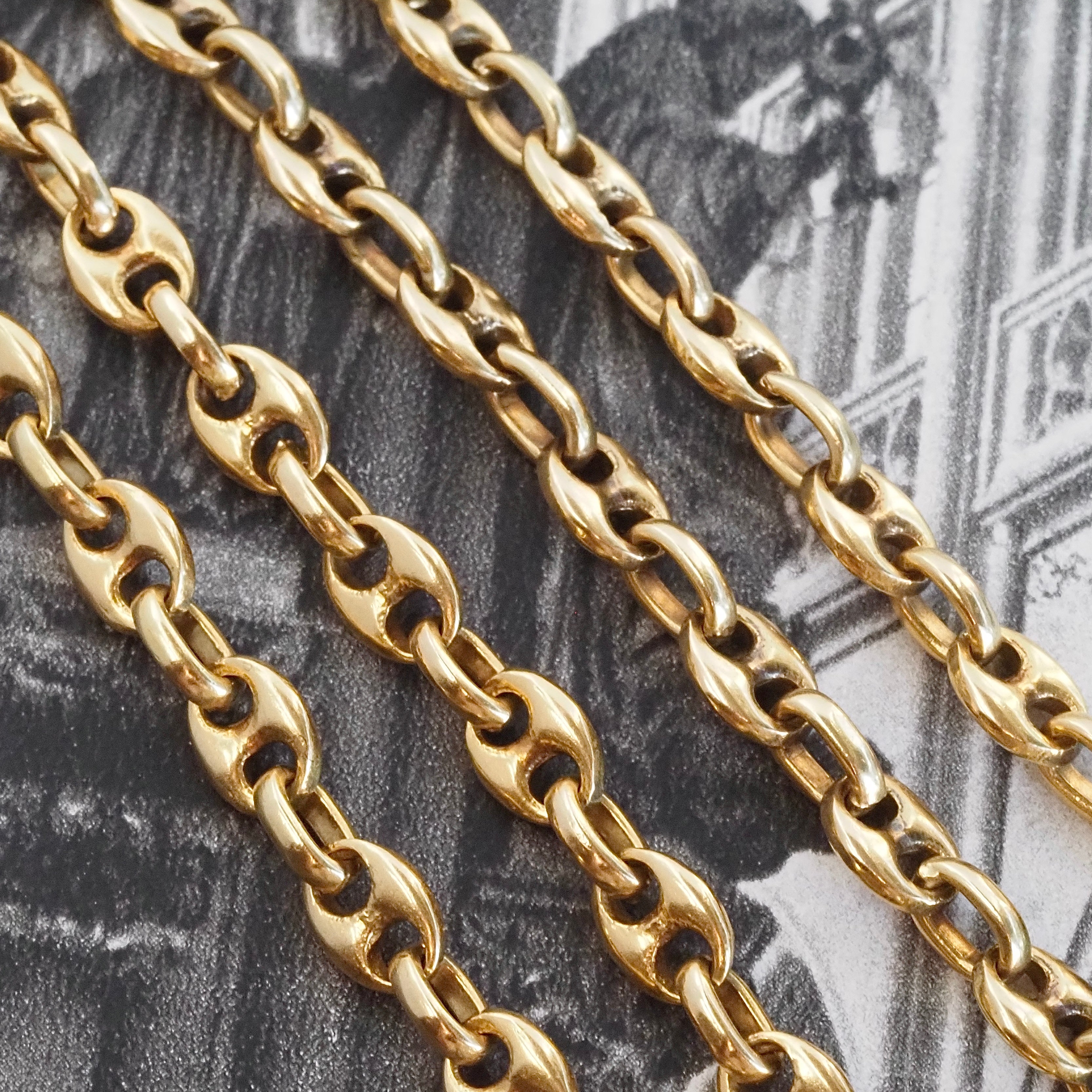 Vintage Puffy Italian Mariner Link 18k Gold Chain Necklace