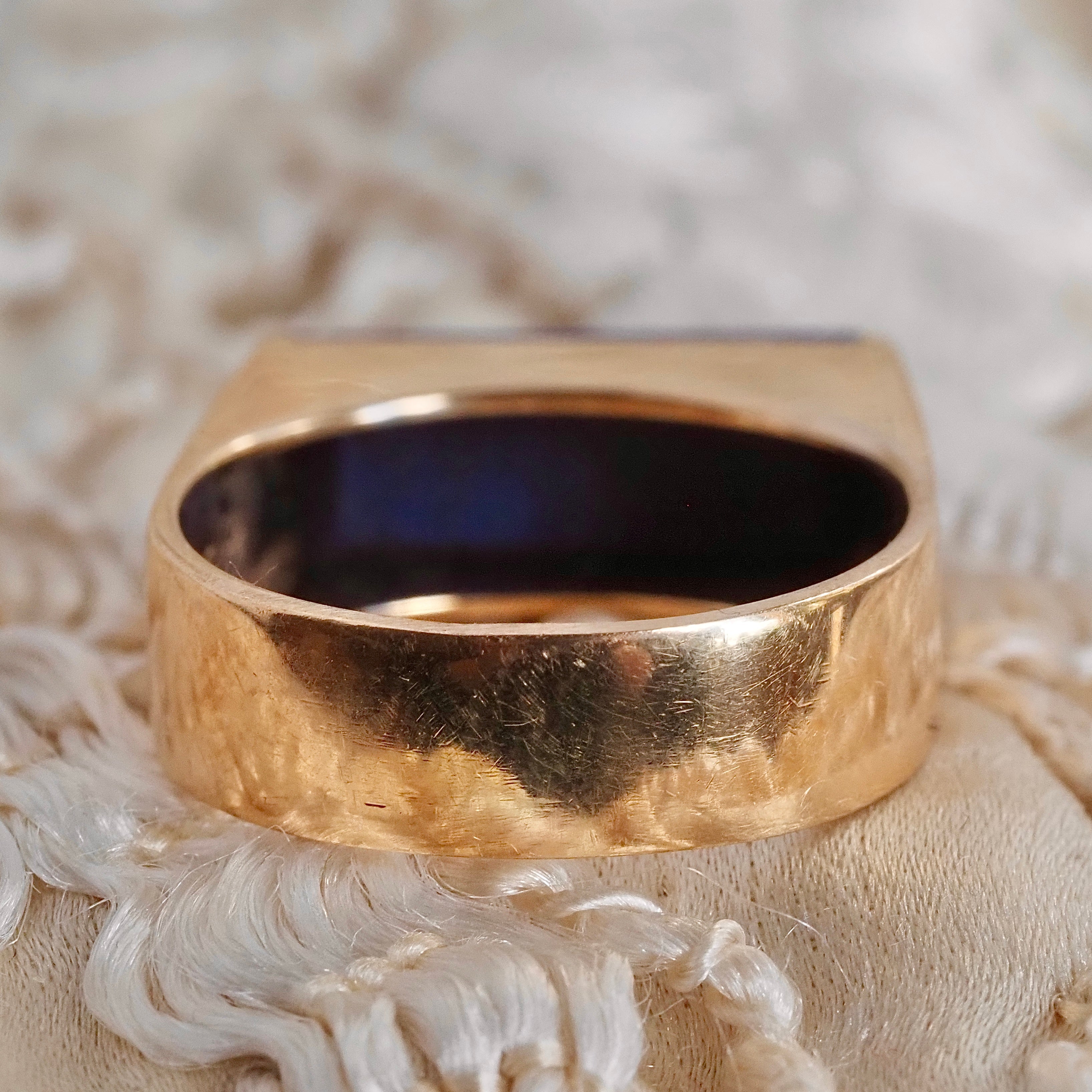 Vintage Danish 14k Gold Lapis Saddle Ring