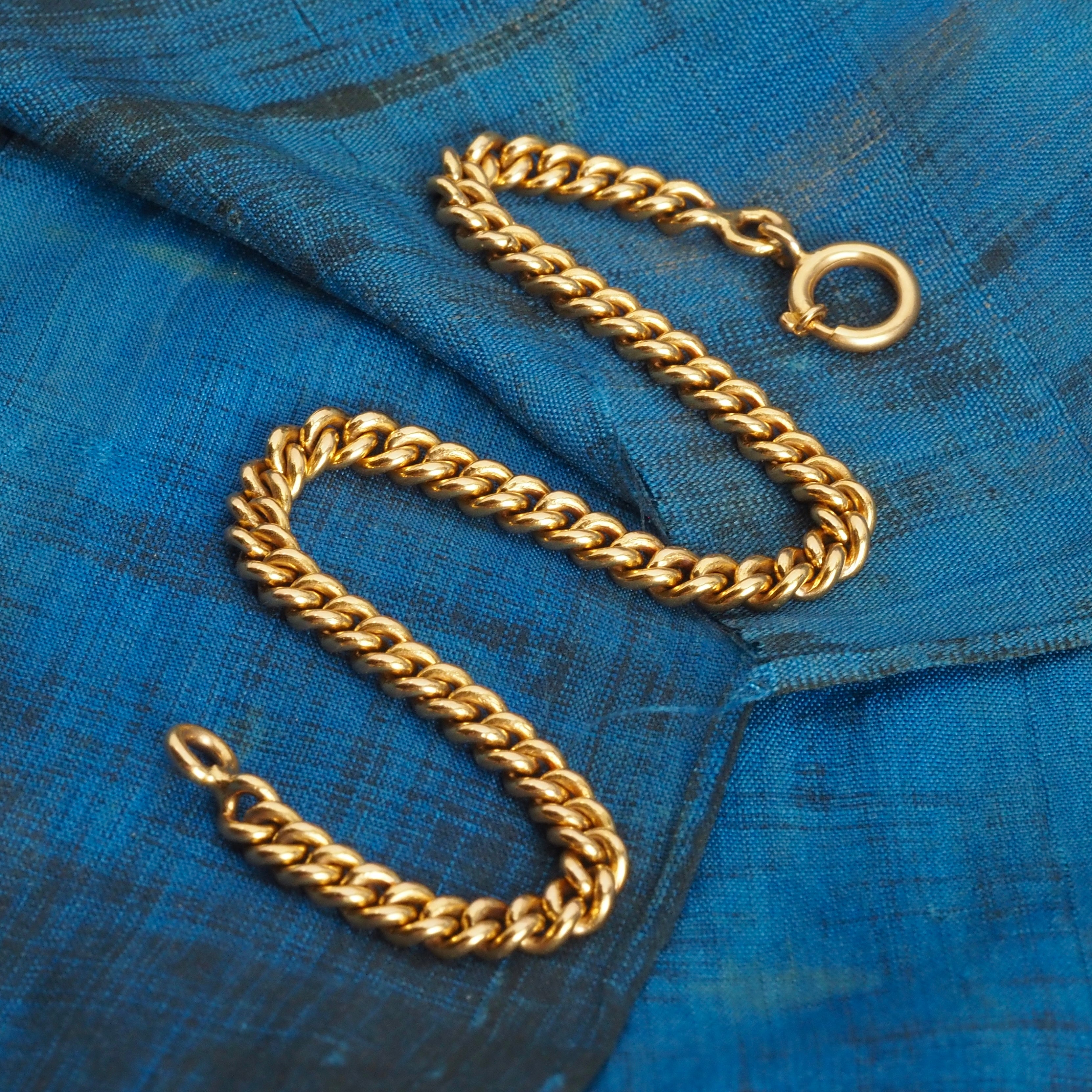 Vintage Portuguese Solid Curb Chain 19k Gold Bracelet