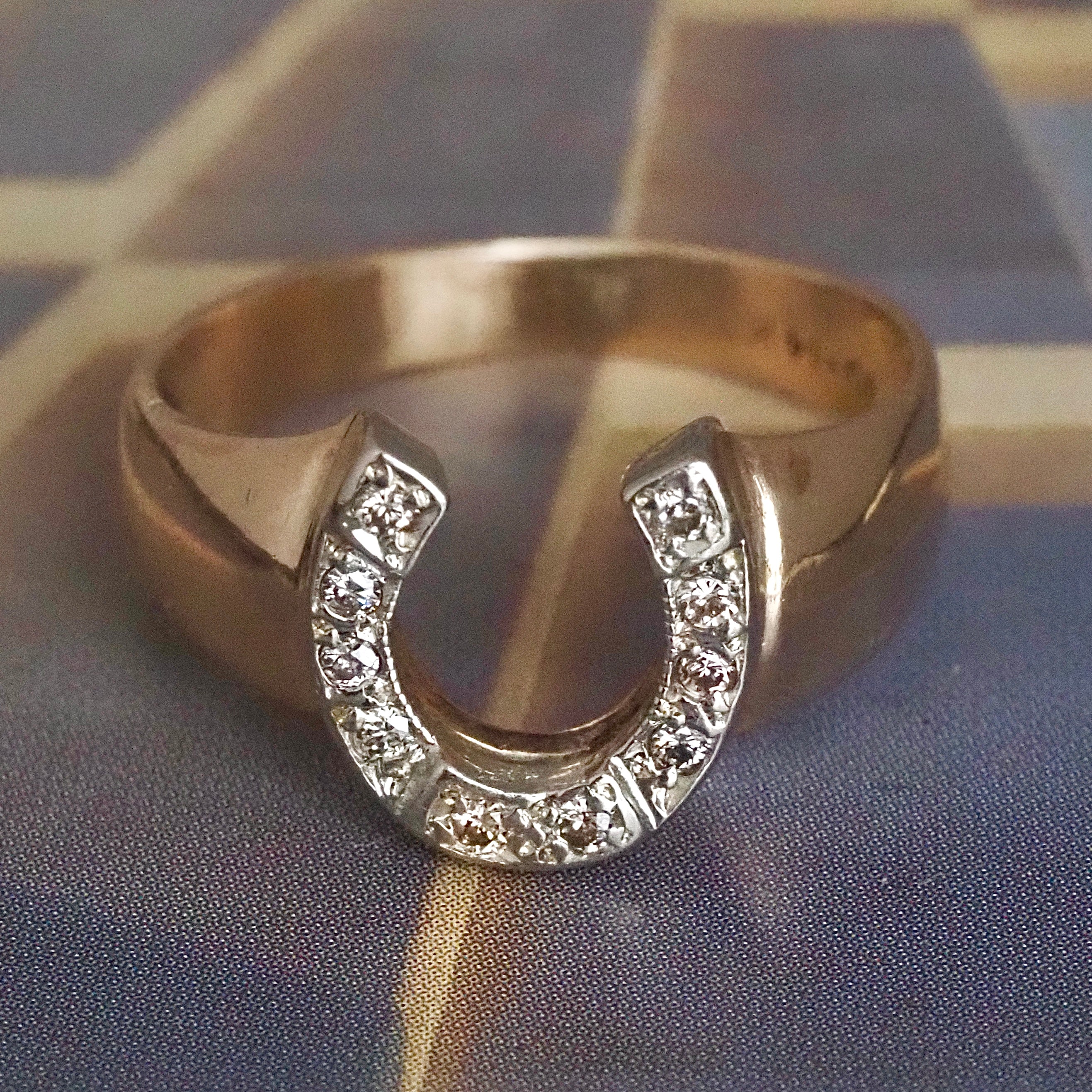 Vintage Diamond Horseshoe 10k Gold Ring