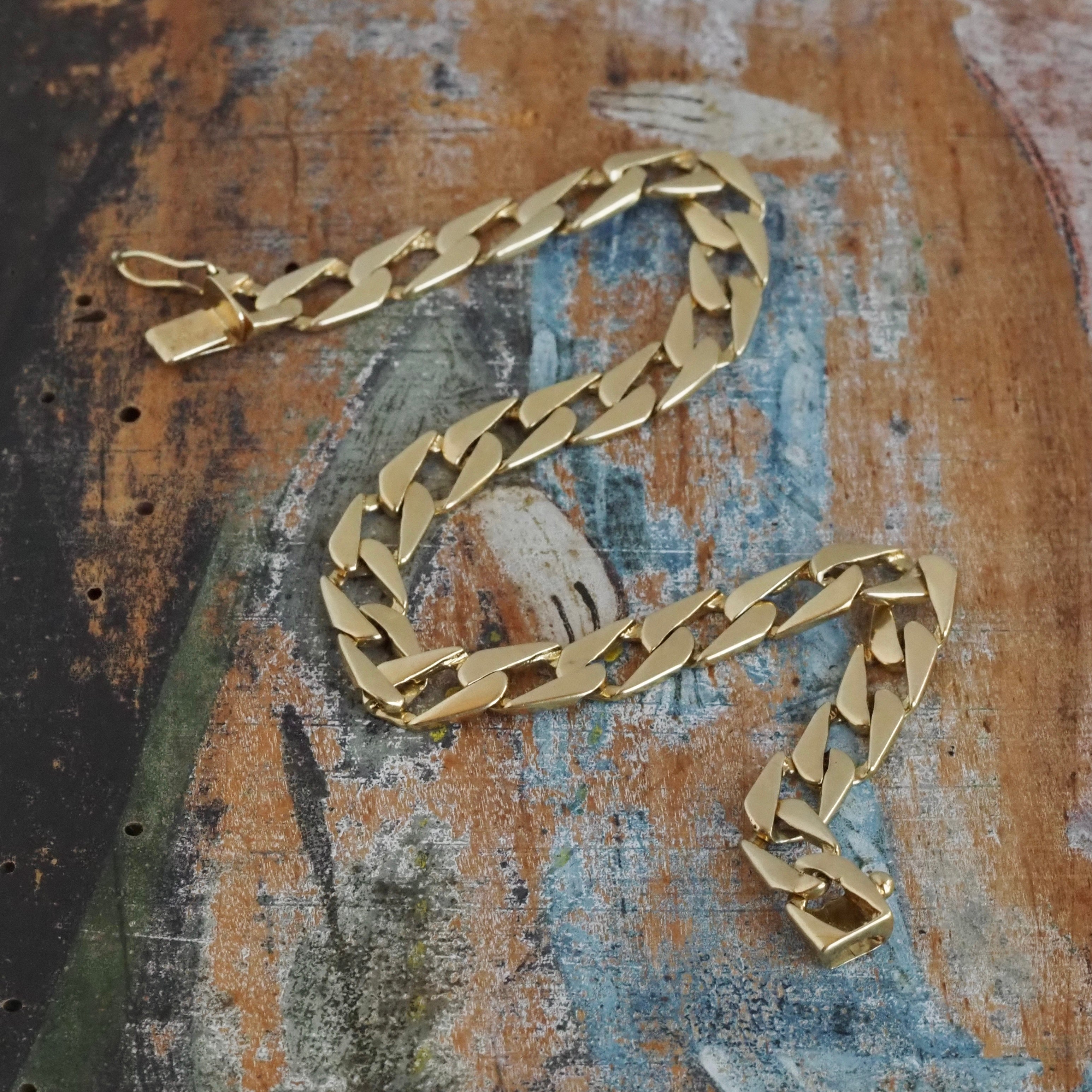 Vintage 14k Gold Flat Curb Chain Bracelet
