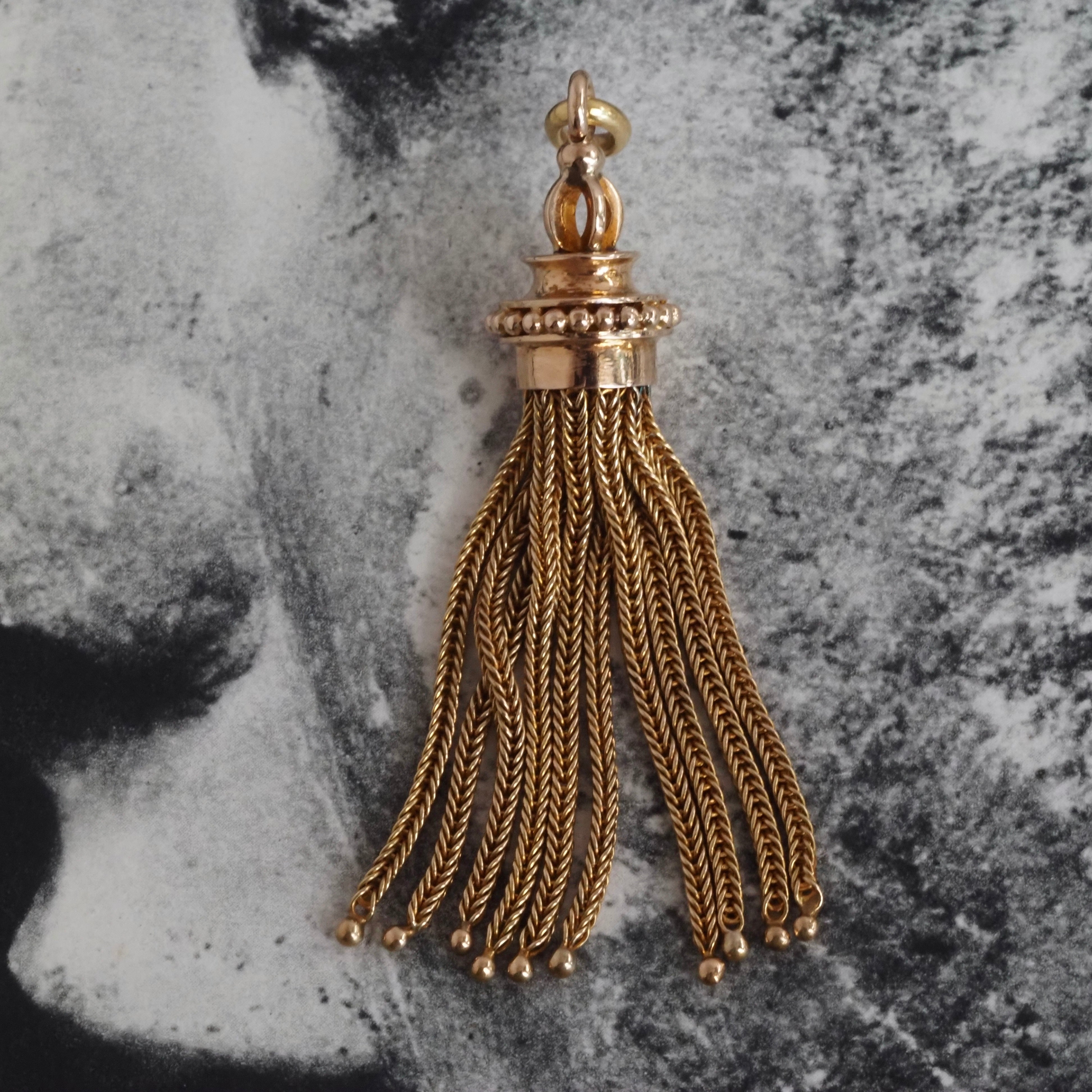 Vintage 14k Gold Tassel Pendant 18k Gold Bail