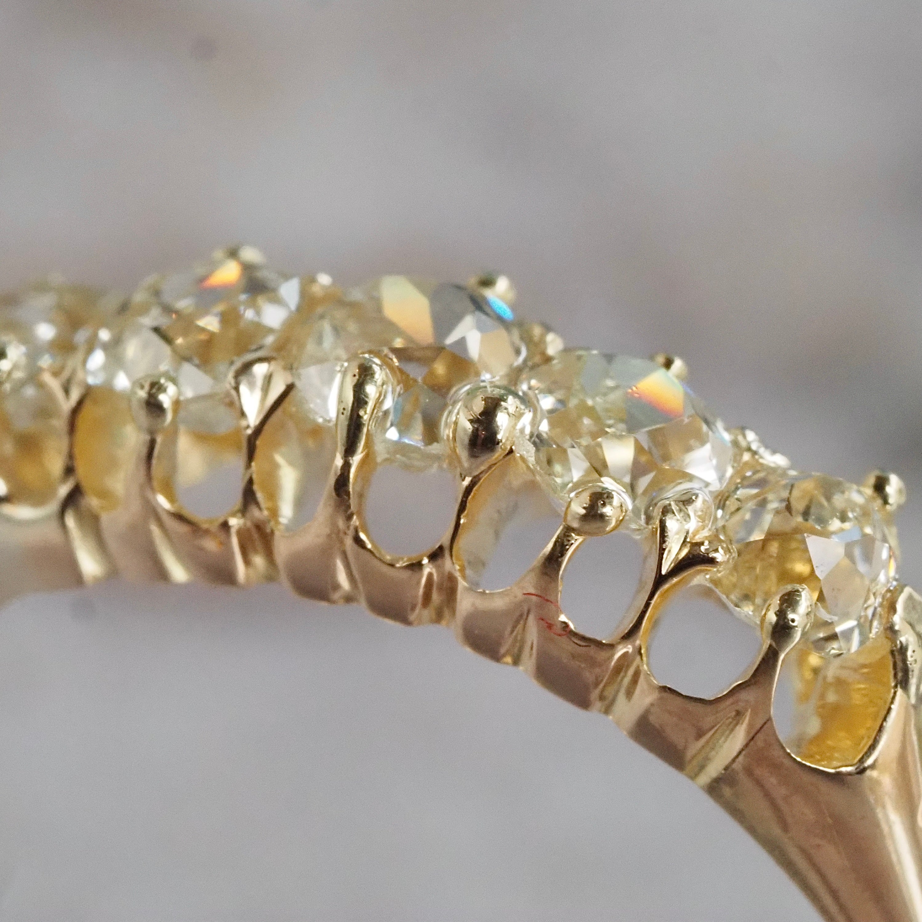 Antique English Five Stone Old Mine Cut Diamond 18k Gold Ring