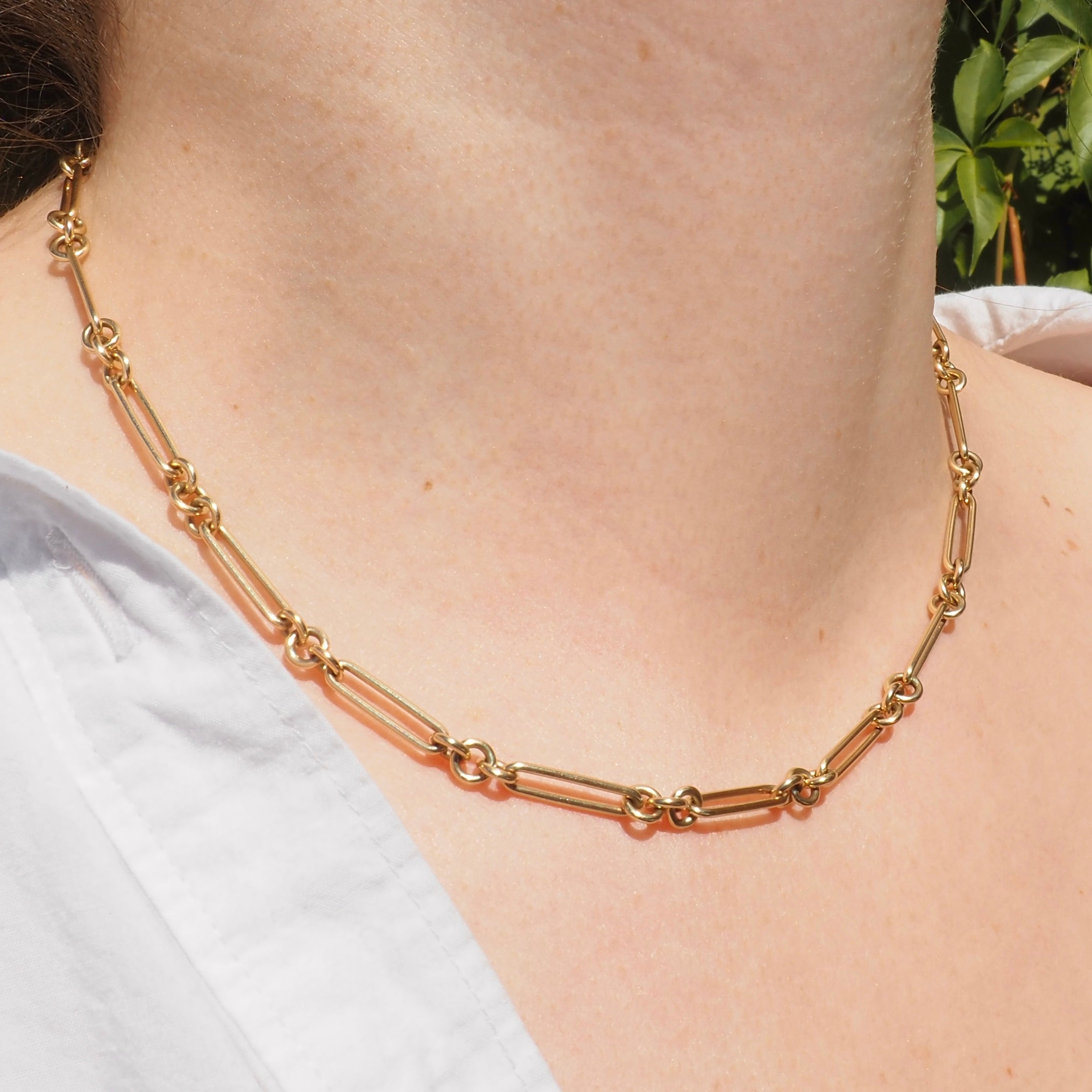 Italian Trombone Link 14k Gold Chain Necklace