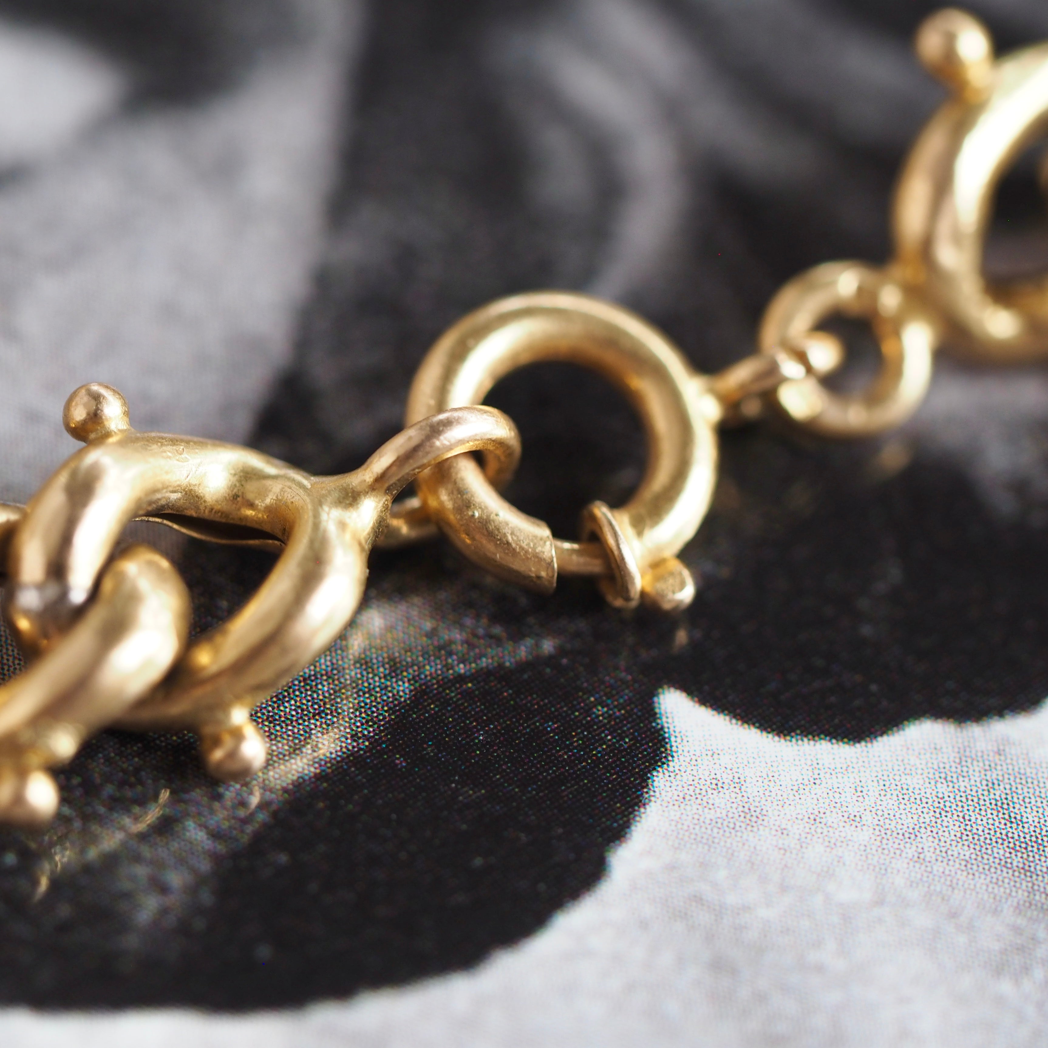 Vintage Portuguese 19k Gold Quilópode Beaded Curb Chain Bracelet