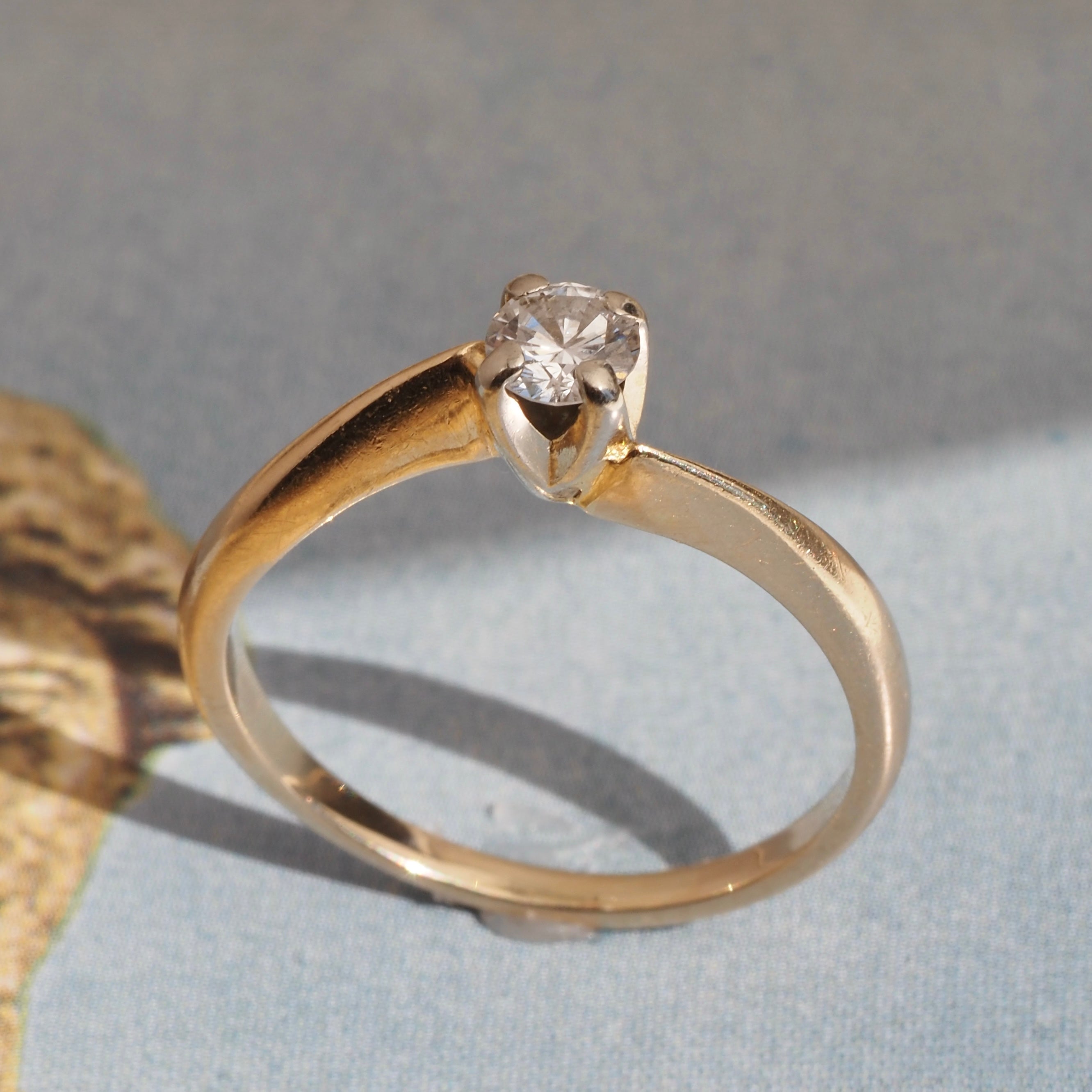 Antique Early Modern Brilliant Diamond 14k Gold Ring