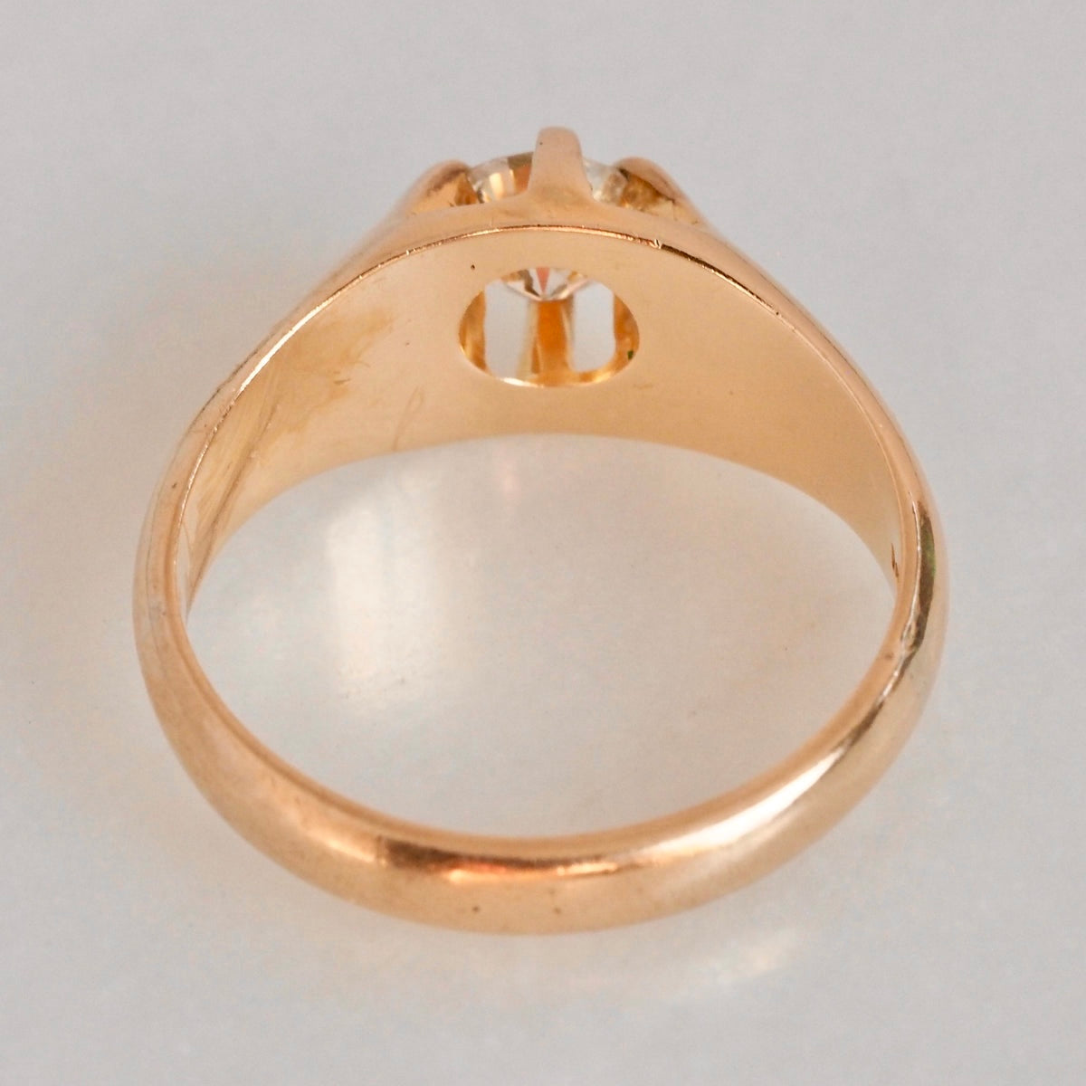 Antique 14k Gold Transitional Diamond Belcher Set Ring