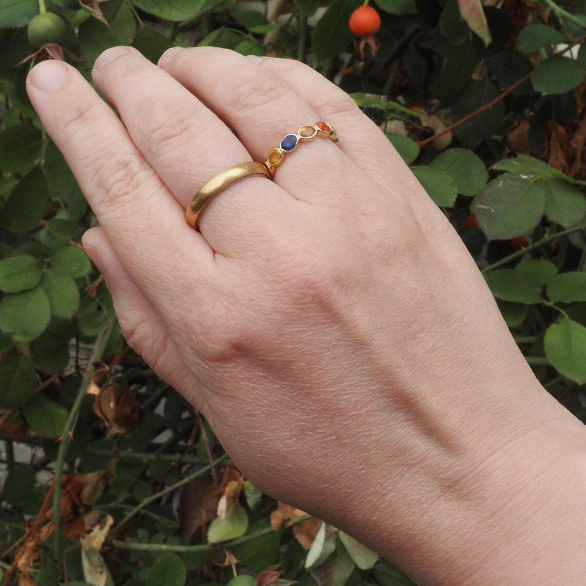 Multicolored Sapphire Eternity 14k Gold Ring