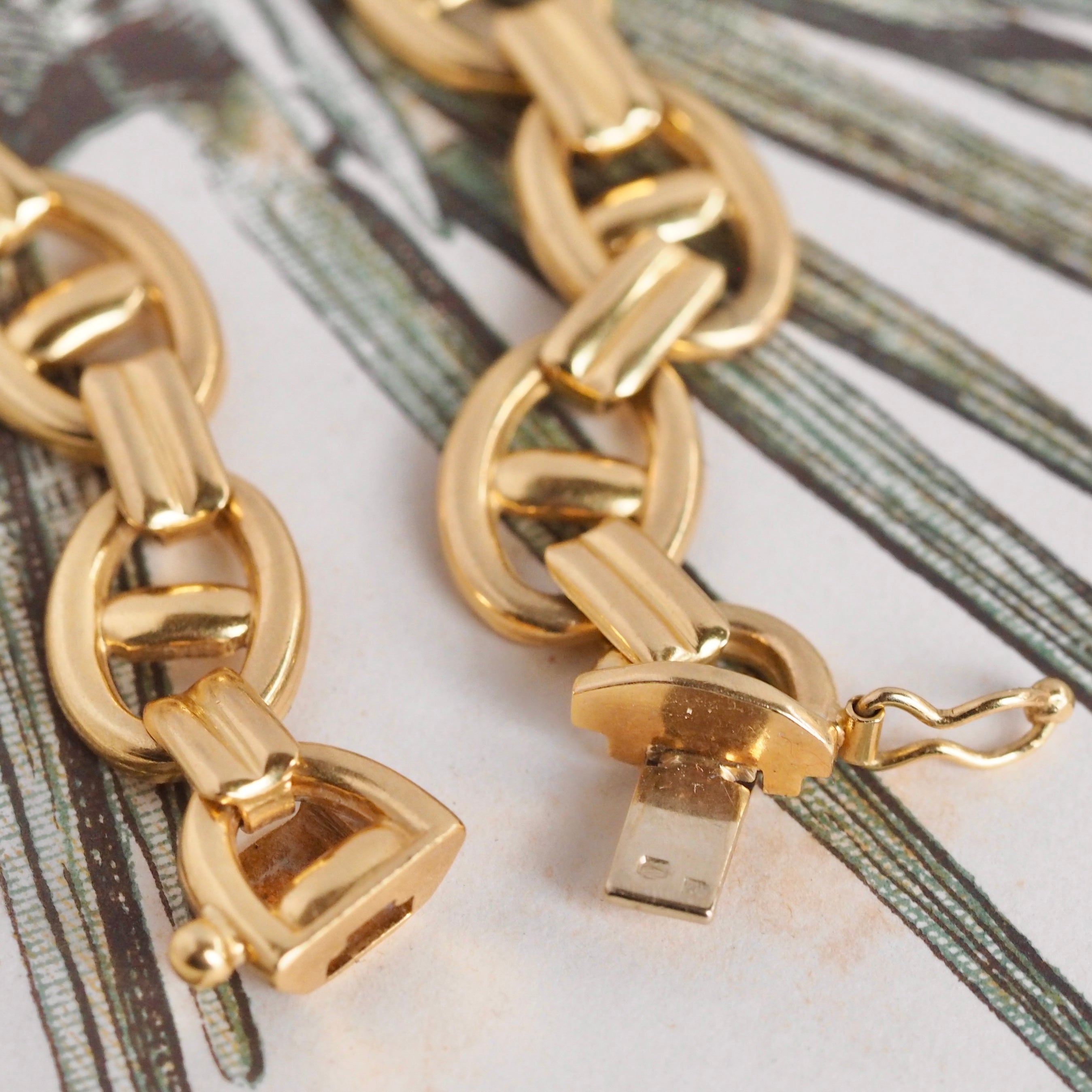 Vintage Portuguese 19k Gold Mariner Link Bracelet