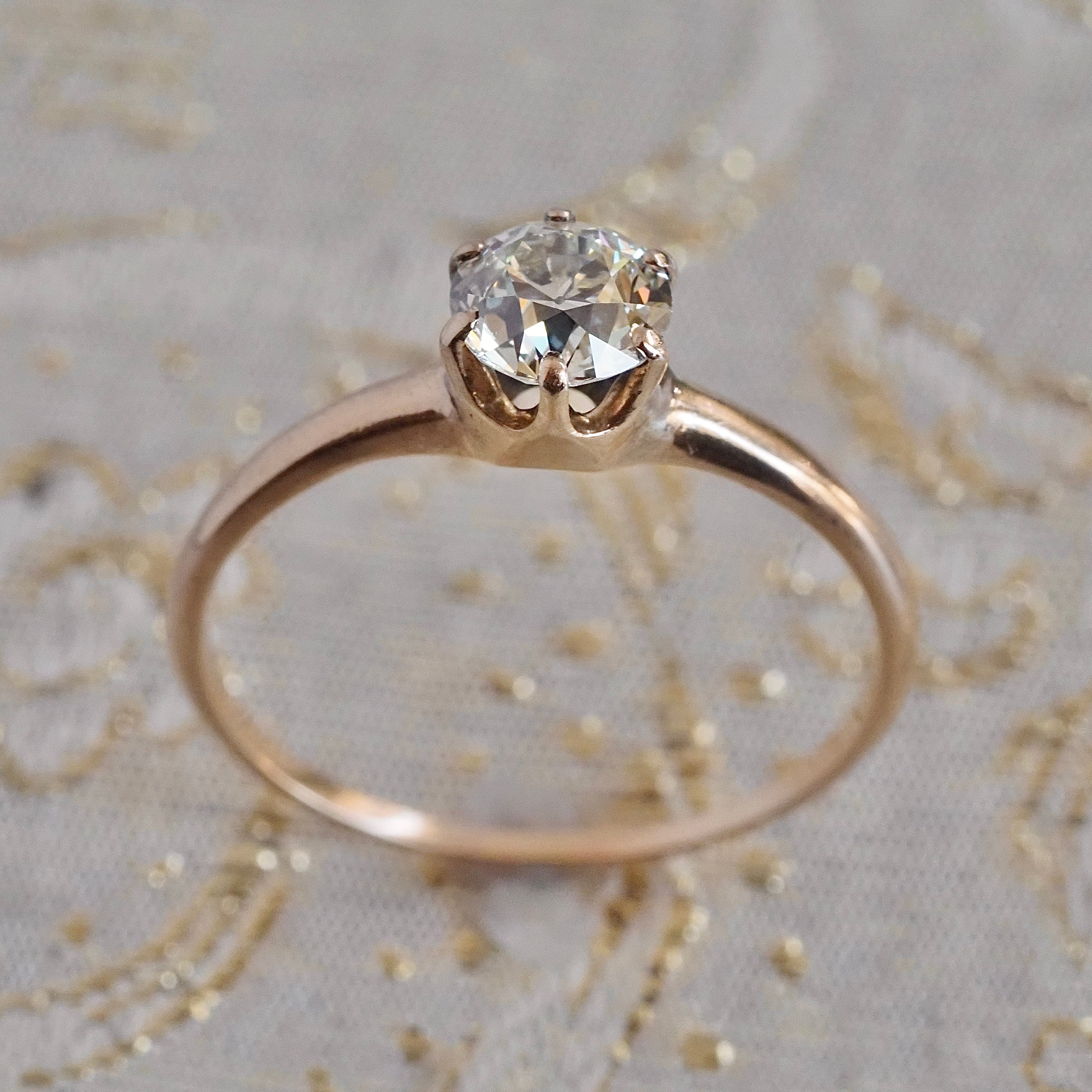 Vintage Old European Cut Diamond 14k Gold Engagement Ring