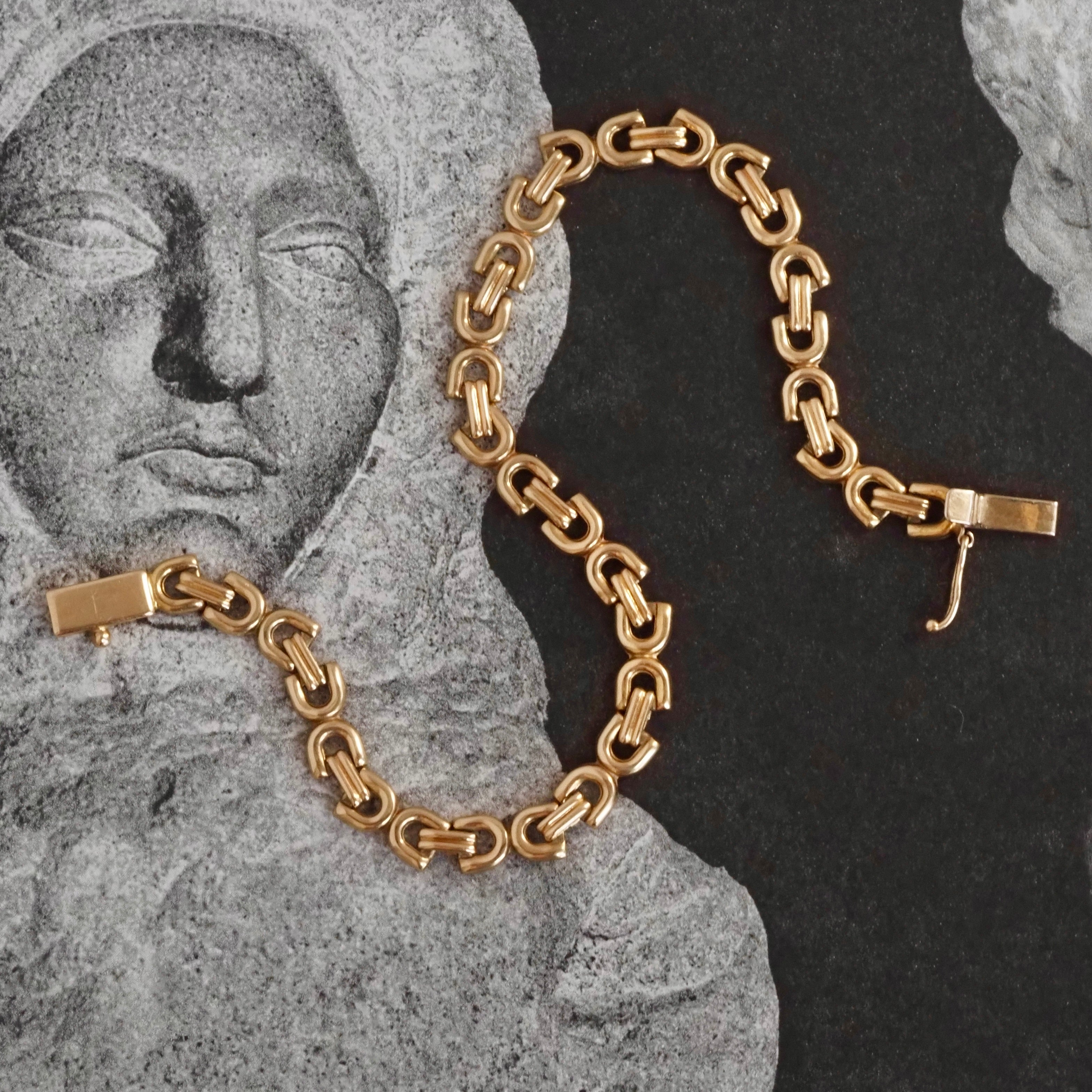 Vintage Italian Arc Link 14k Gold Bracelet