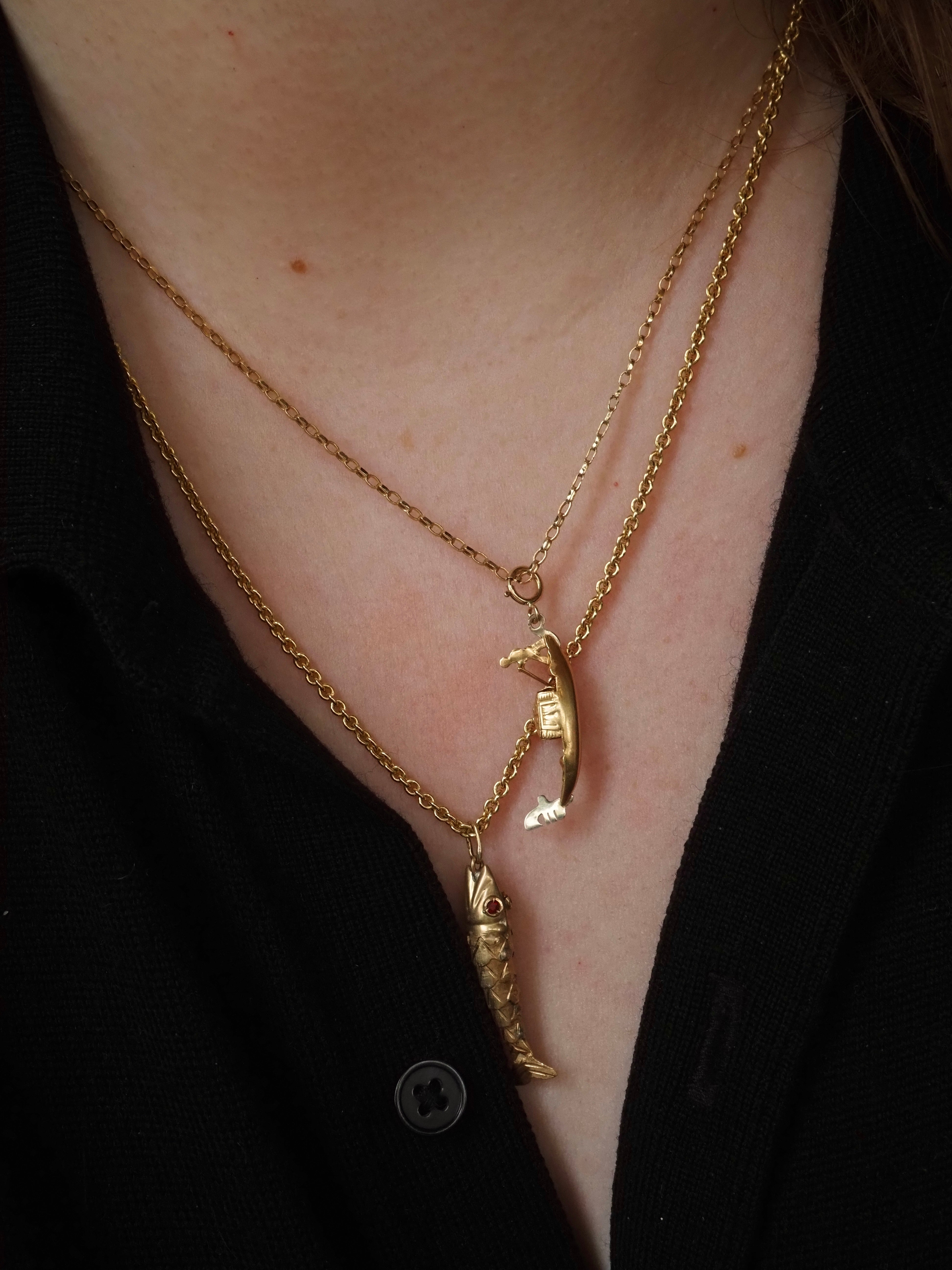 Vintage Italian 18k Gold & Enamel Gondola Charm