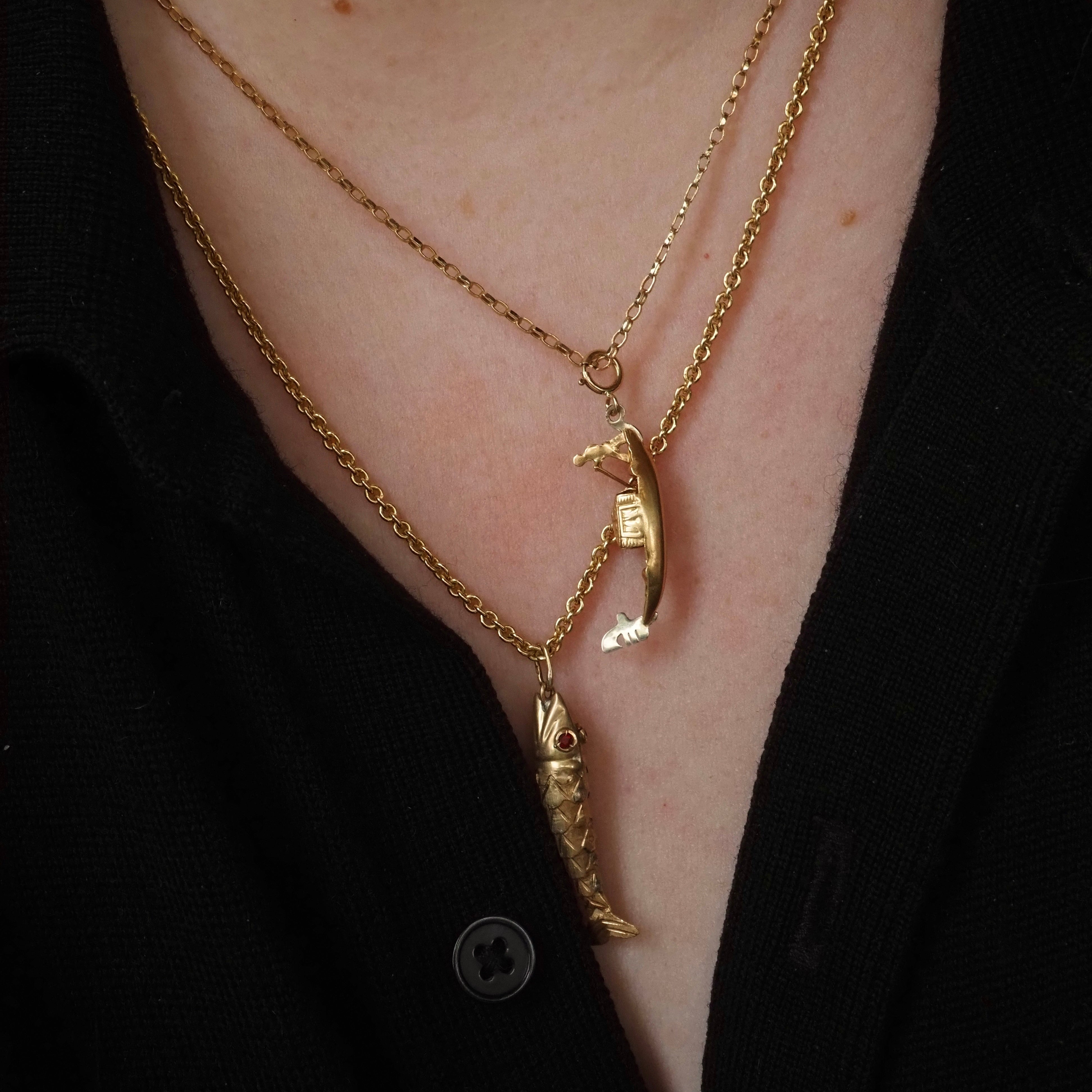 Vintage Italian 18k Gold & Enamel Gondola Charm