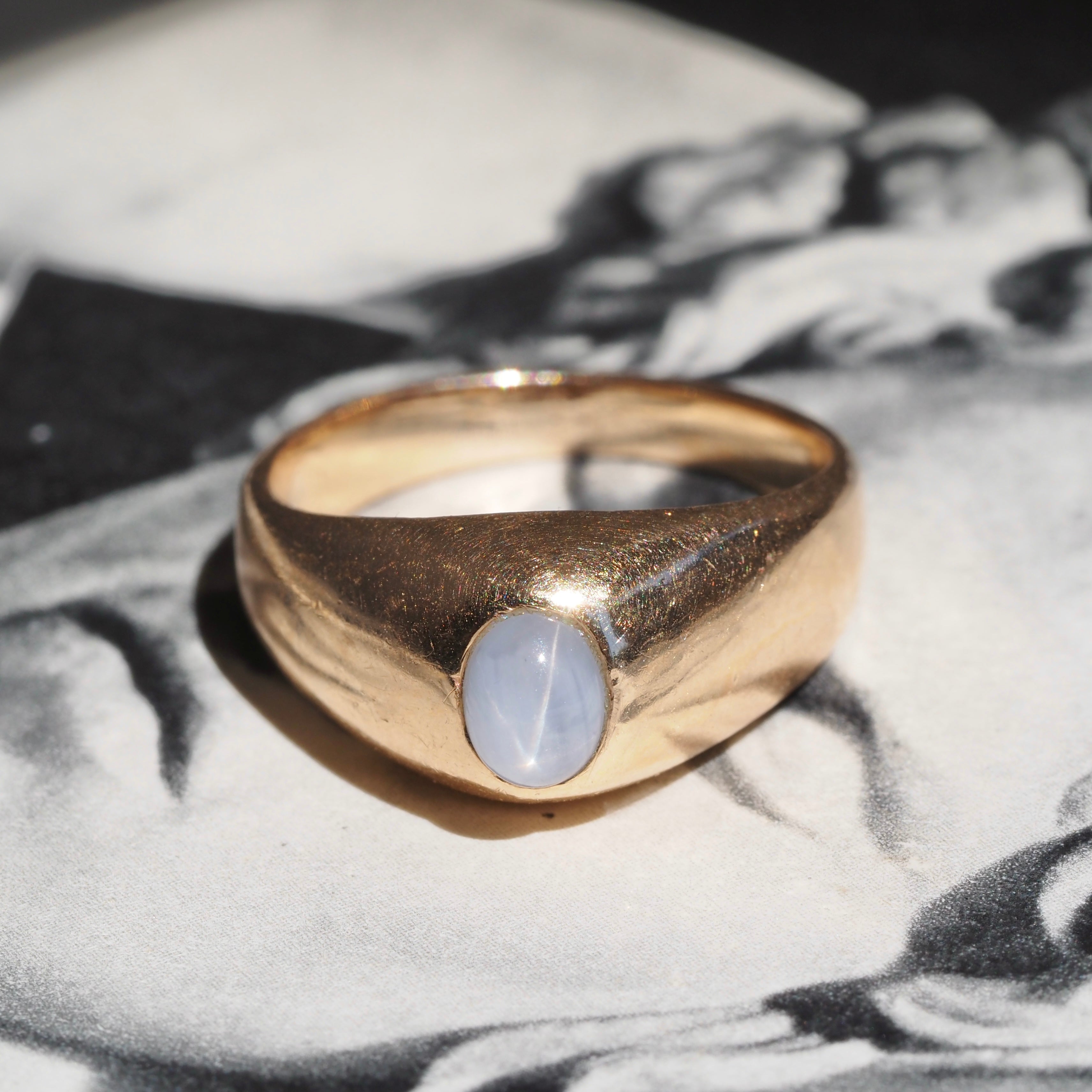 Vintage Natural Star Sapphire 14k Gold Dome Ring