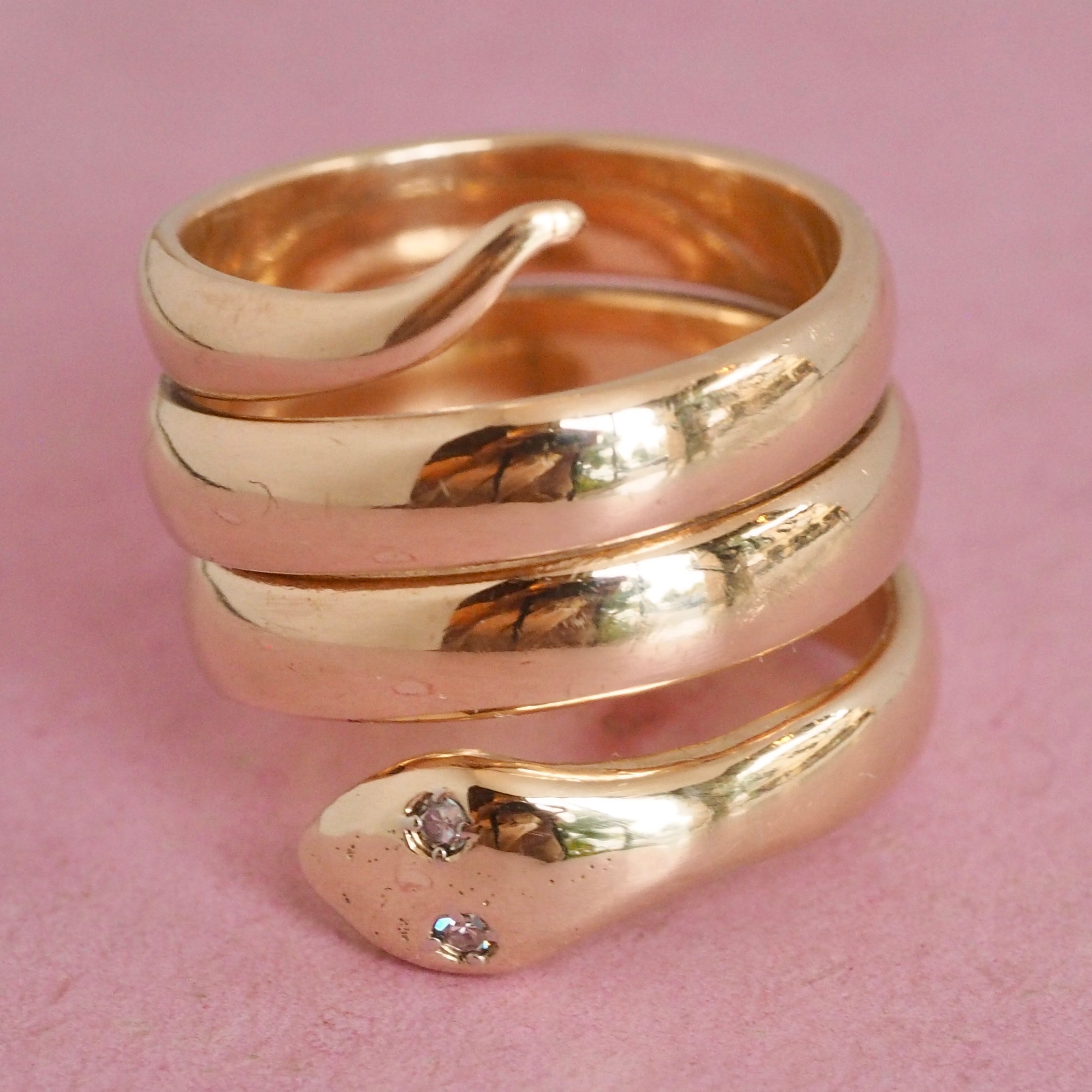 Vintage 14k Gold Diamond Snake Ring