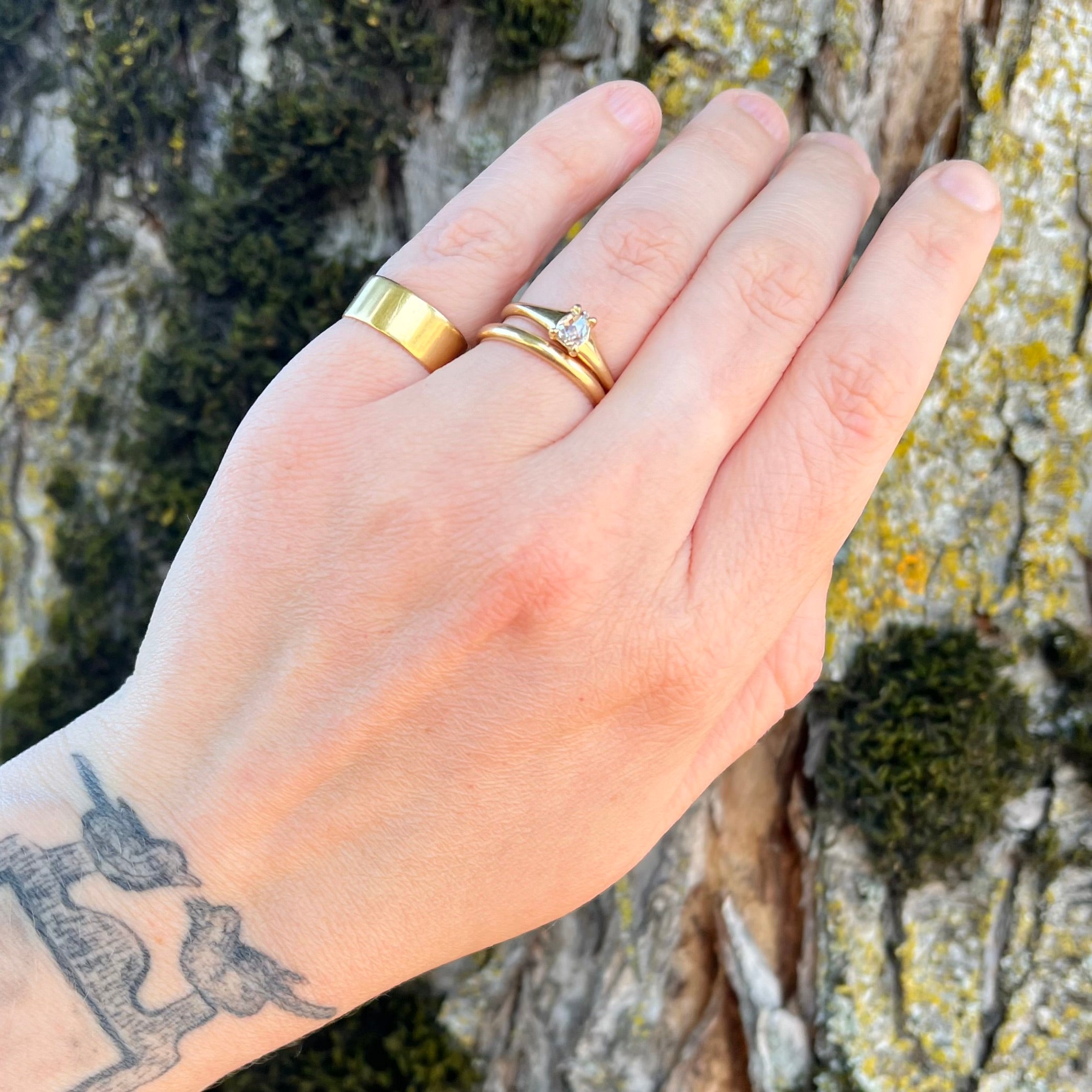 14k Gold Pear Shaped Rose Cut Diamond Engagement Ring