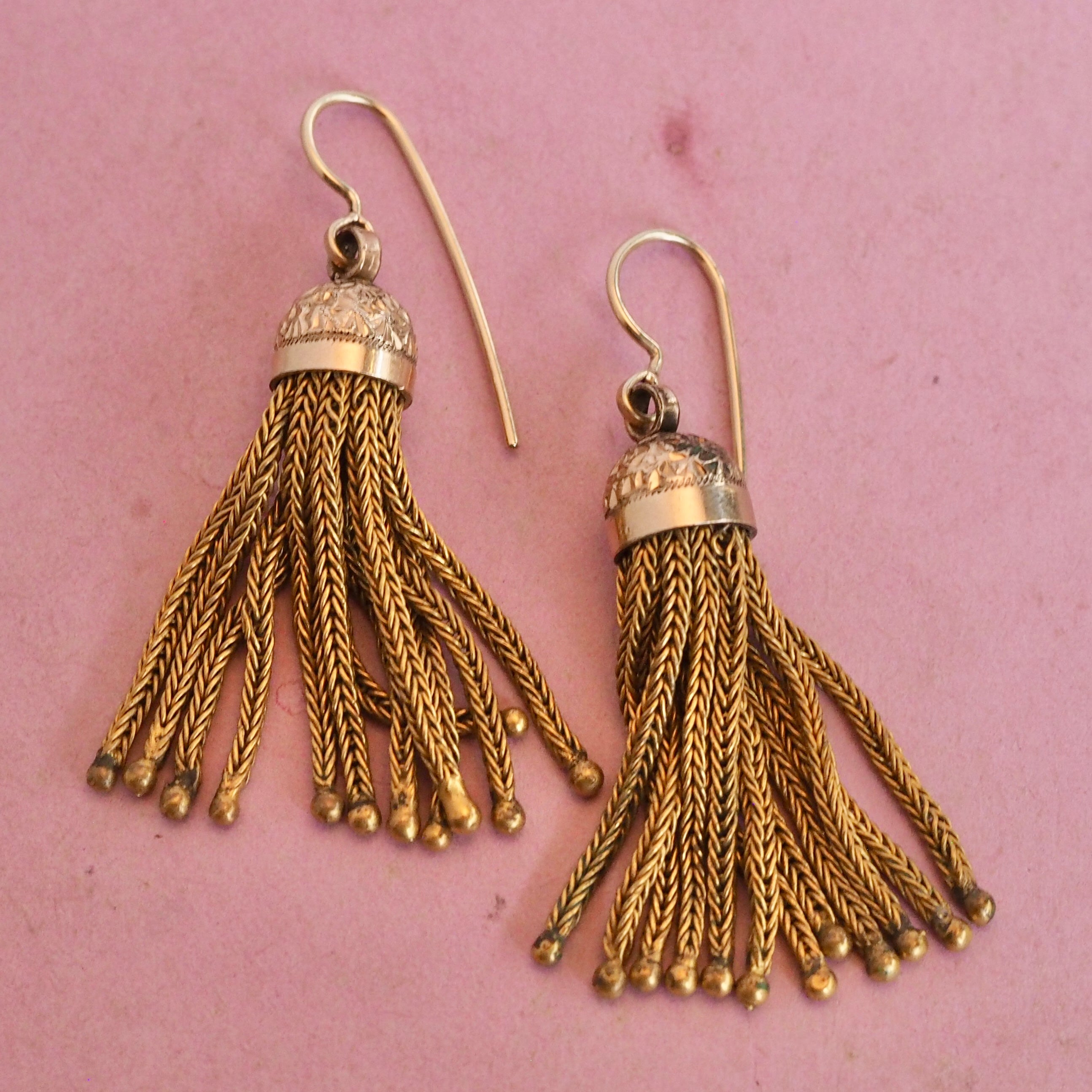 Antique Victorian Gold Filled Tassel Earrings