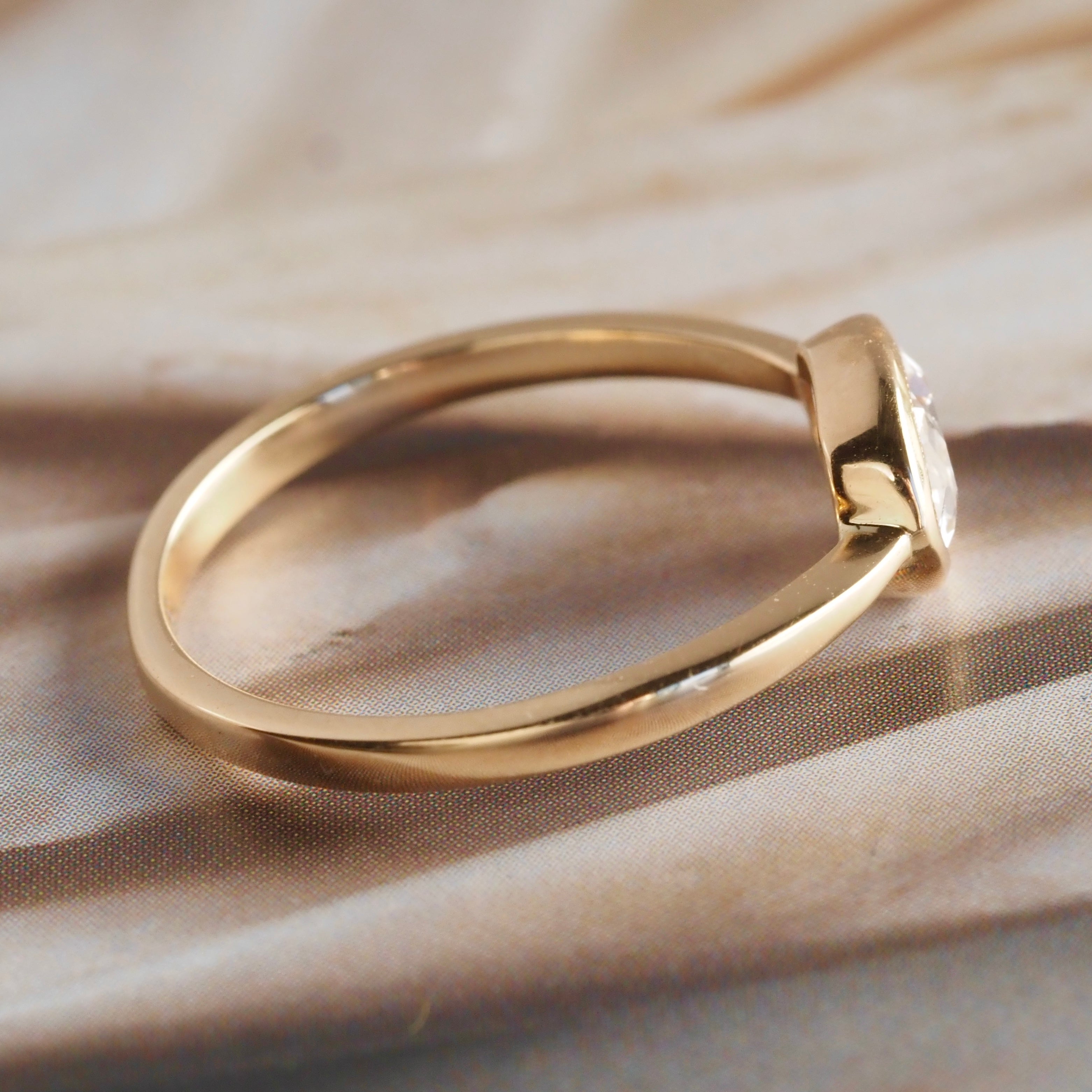 Oval Old European Cut Diamond Solitaire 14k Gold Engagement Ring