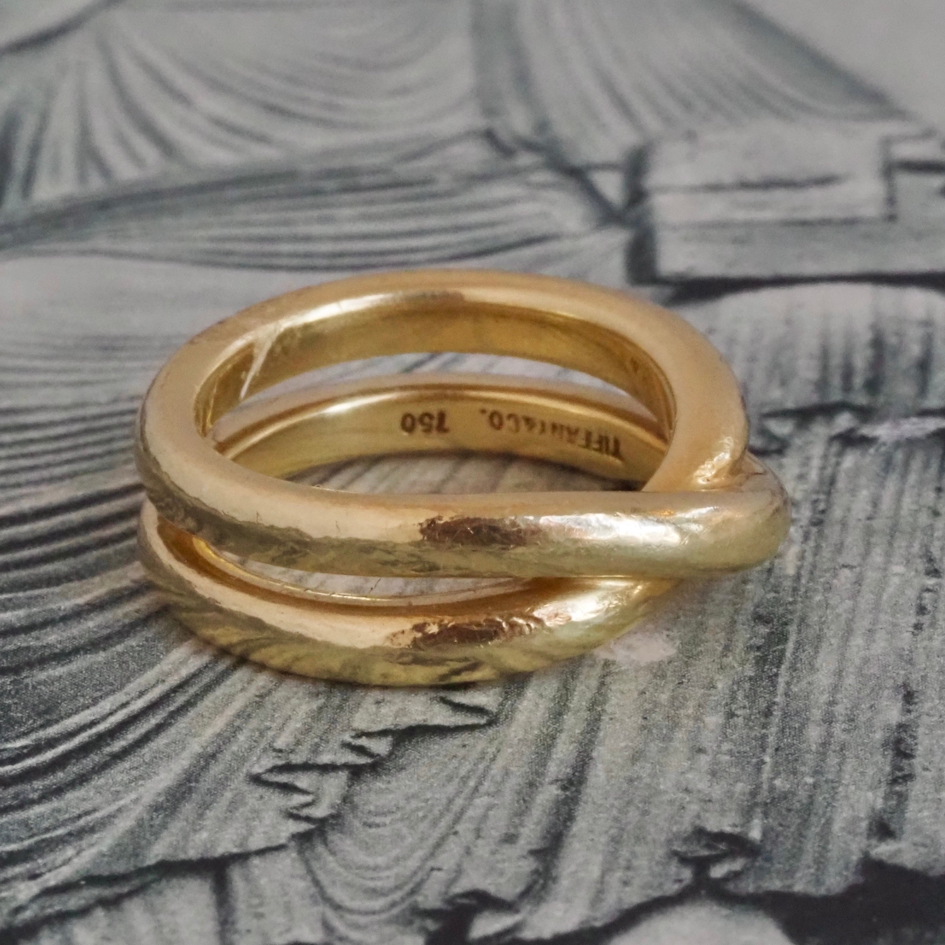 Vintage Tiffany by Paloma Picasso 18k Gold Crossover Double Band