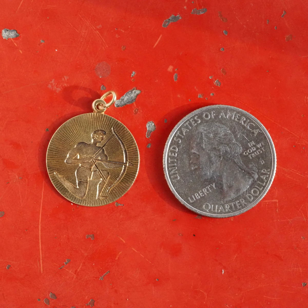 Vintage Radiant Sagittarius 14k Gold Pendant