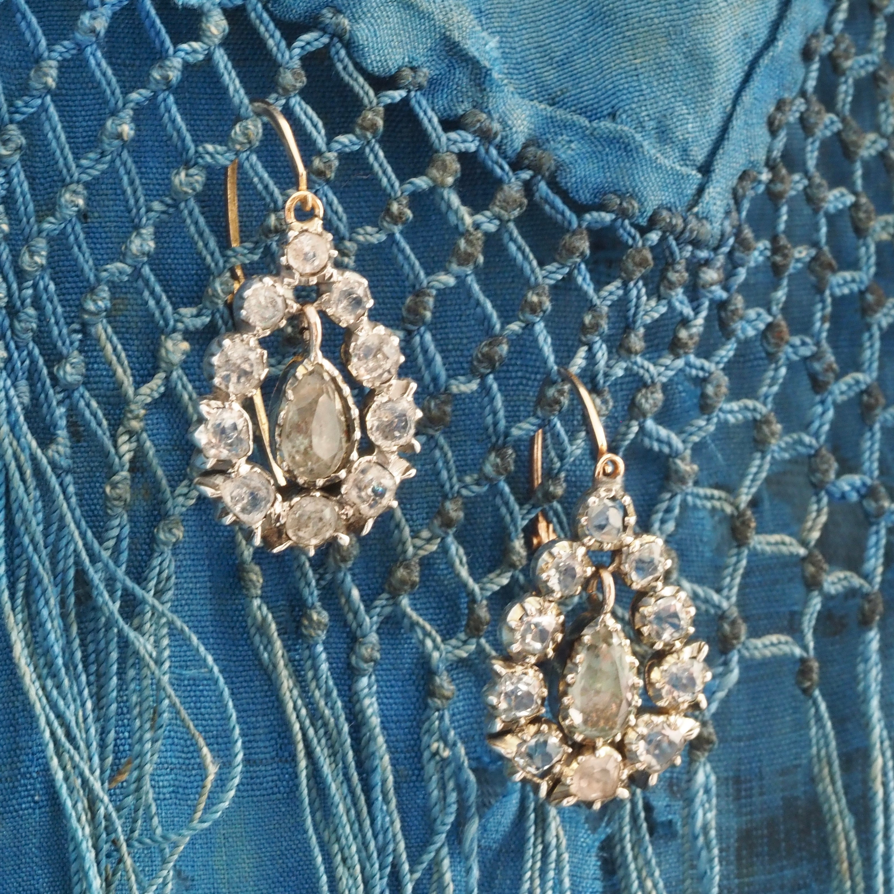 Antique Georgian Portuguese Rock Crystal 19k Gold and Sterling Silver Earrings