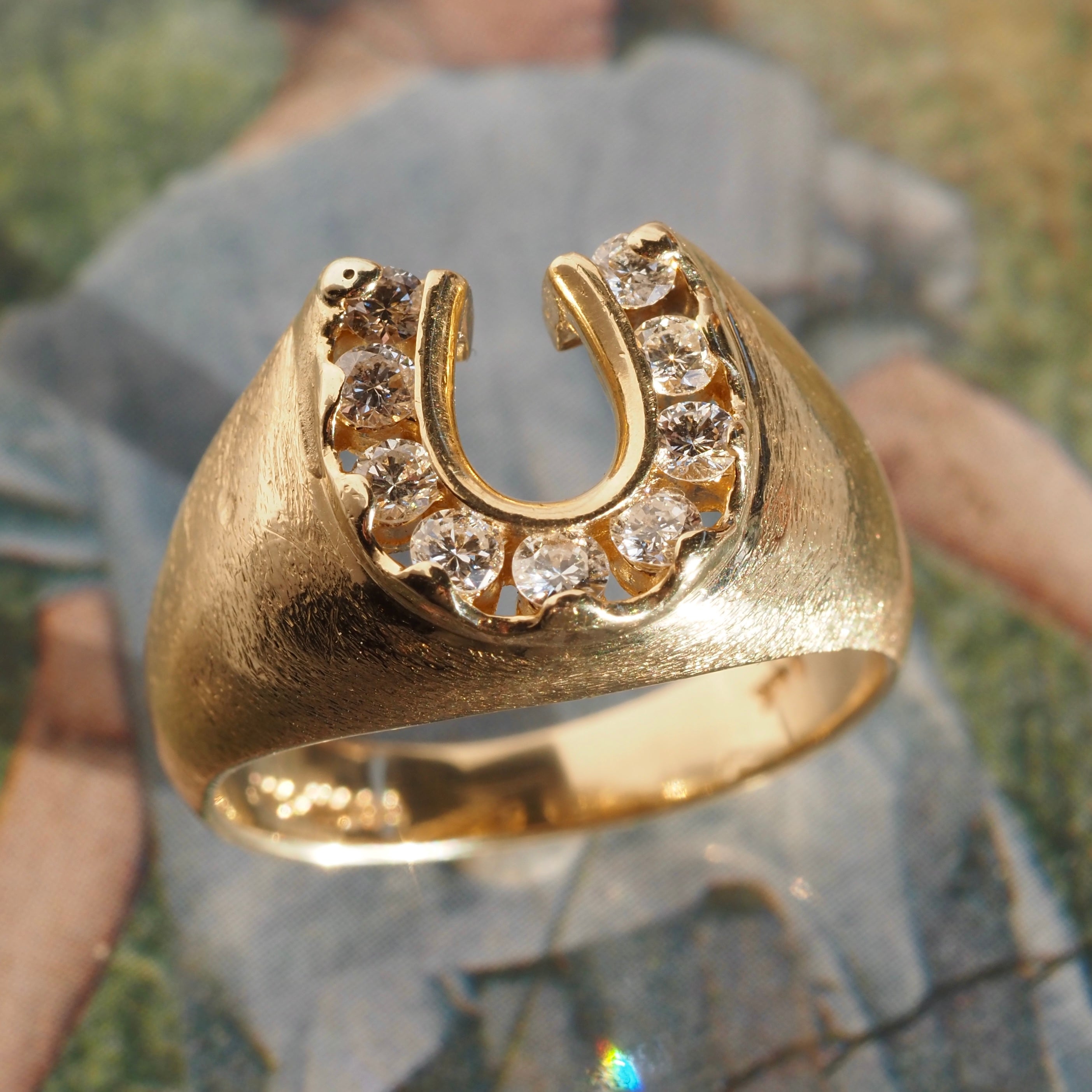 Vintage Diamond Horseshoe 14k Gold Ring