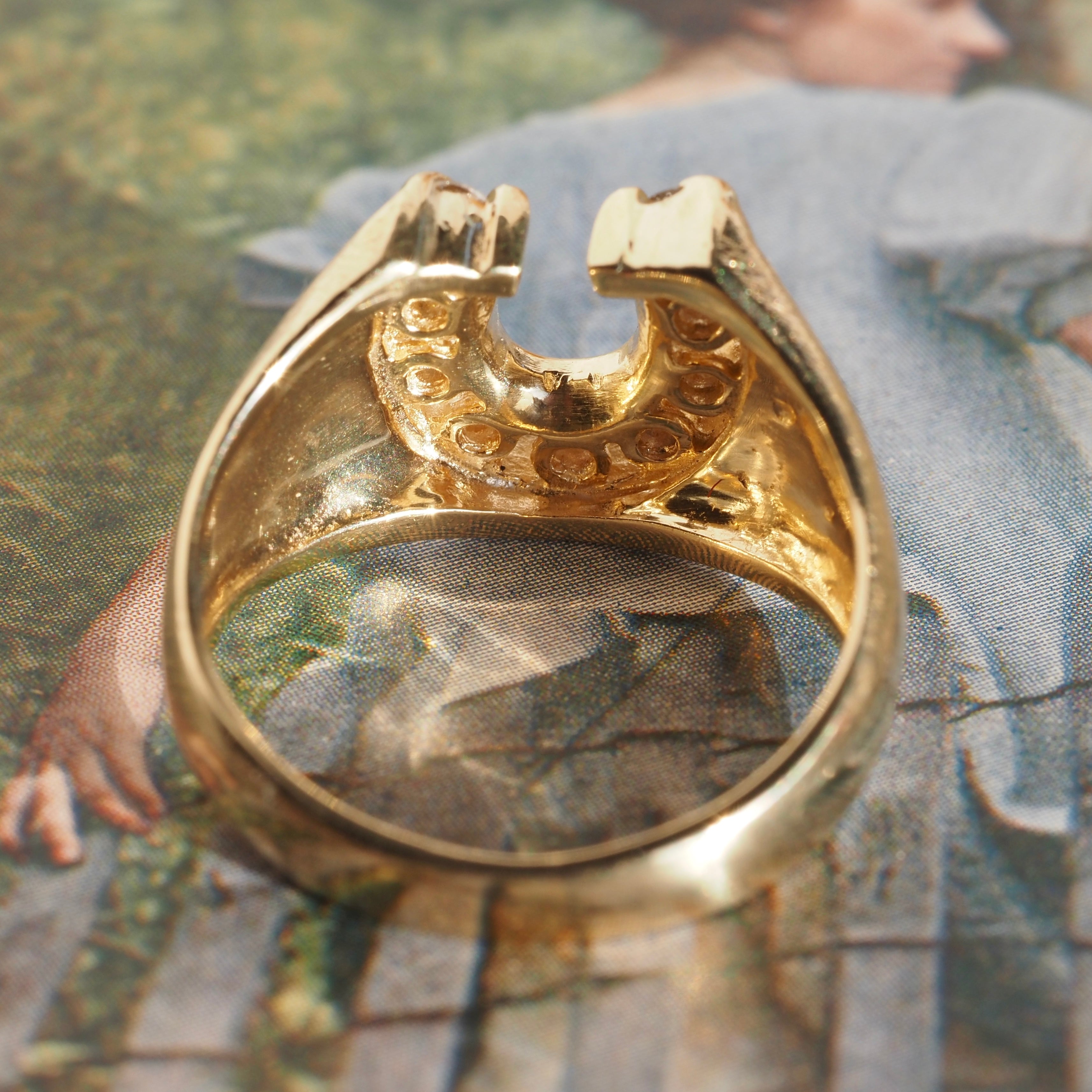 Vintage Diamond Horseshoe 14k Gold Ring