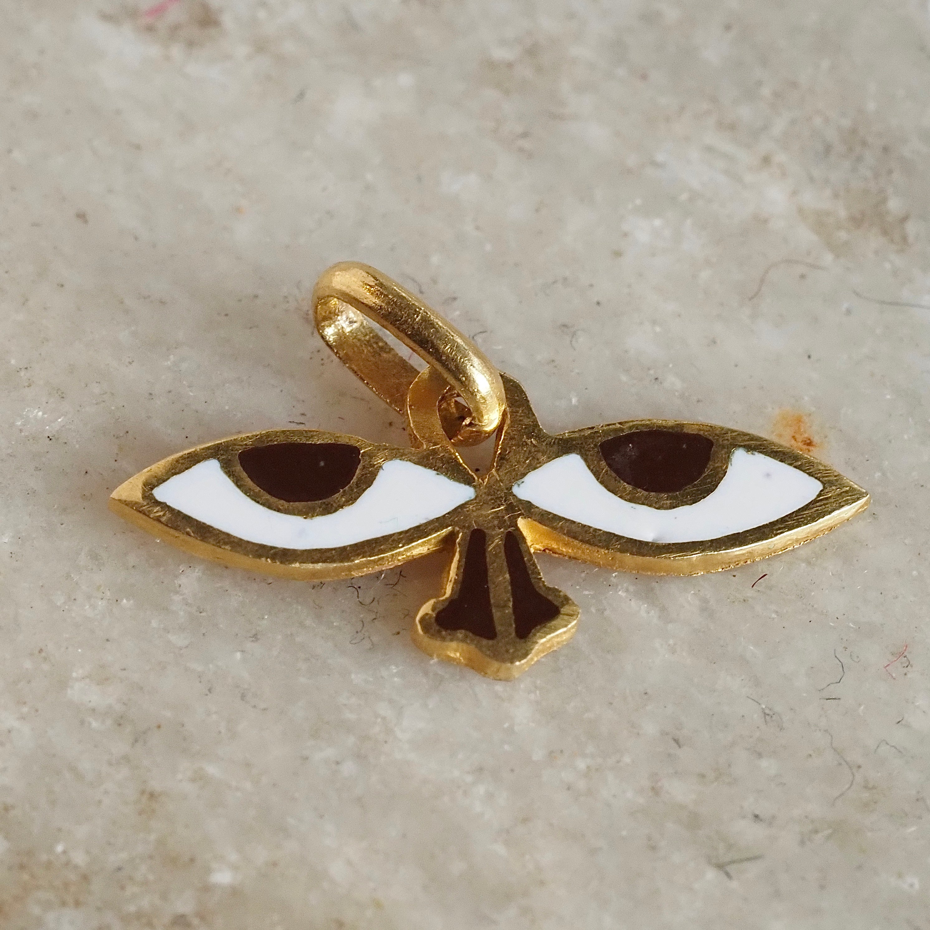 Vintage Enamel and 18k Gold Eye Pendant