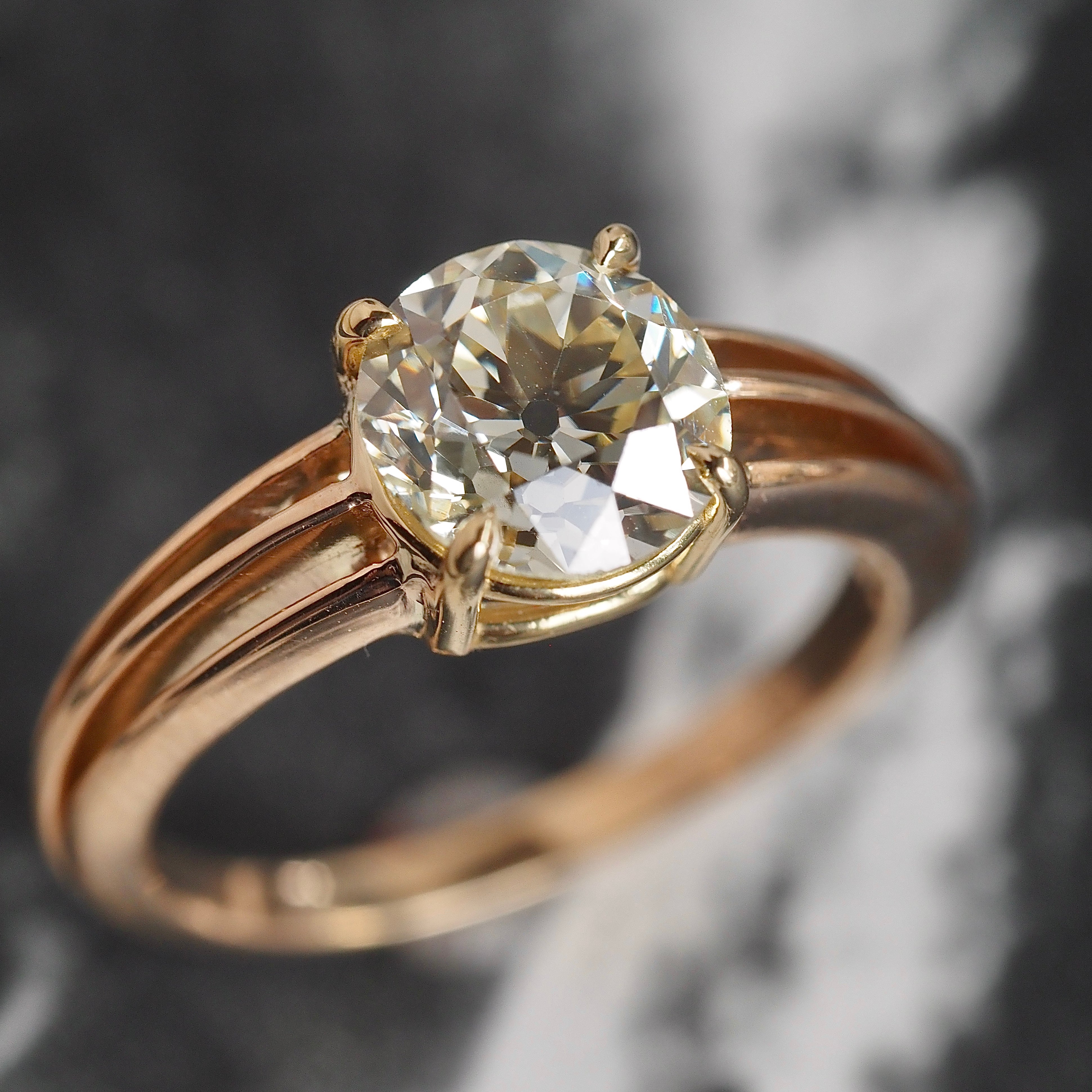 1.72ct Old European Cut Diamond 18k Gold Vintage Ring