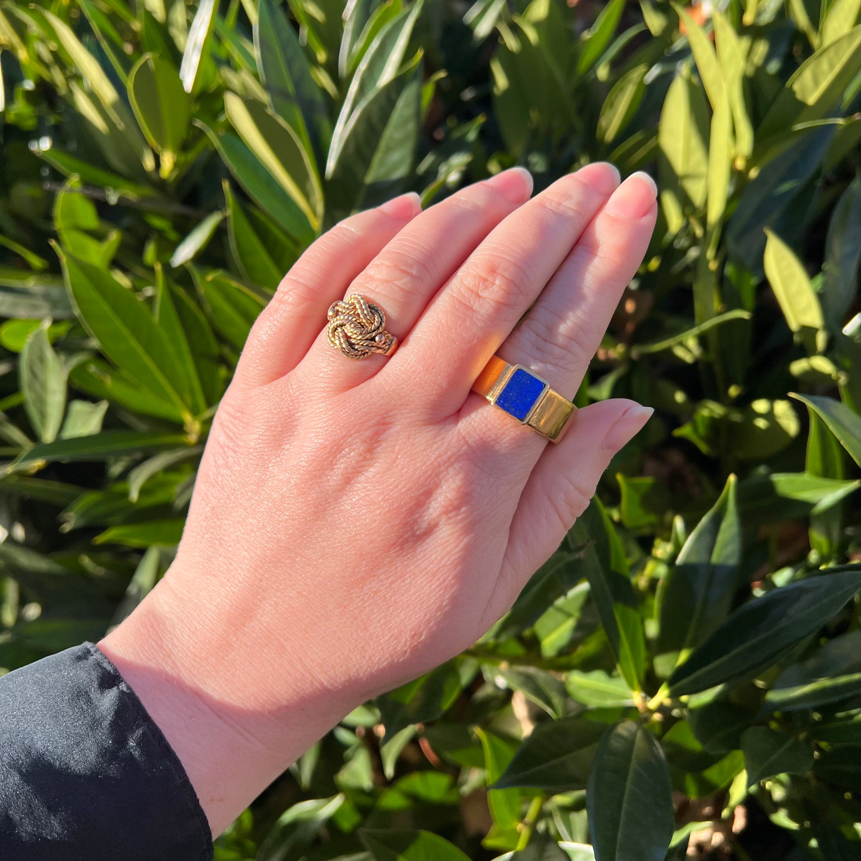 Vintage Lapis 18k Gold Bezel Set Wide Band Ring