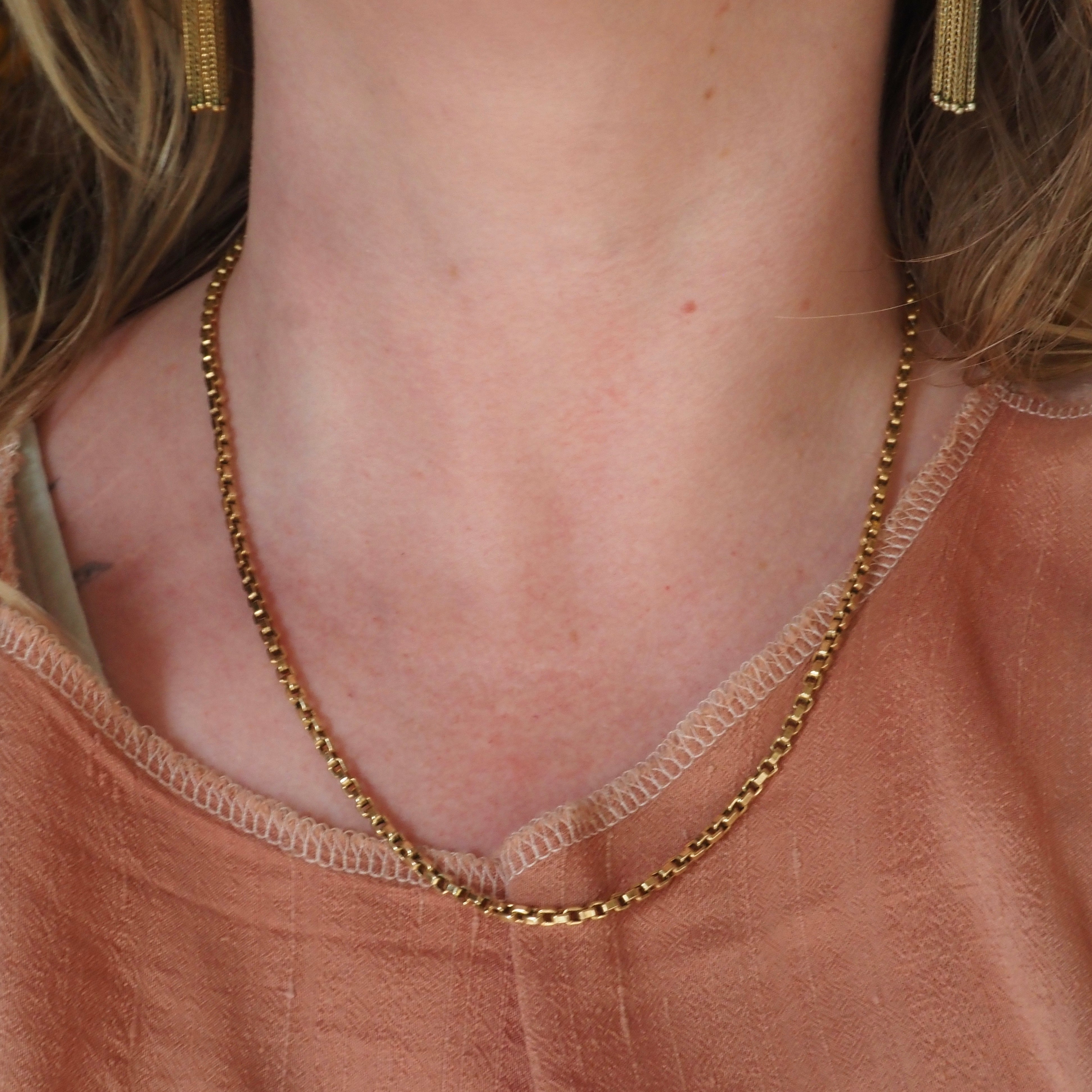 Vintage 14k Gold 3mm Box Chain Necklace