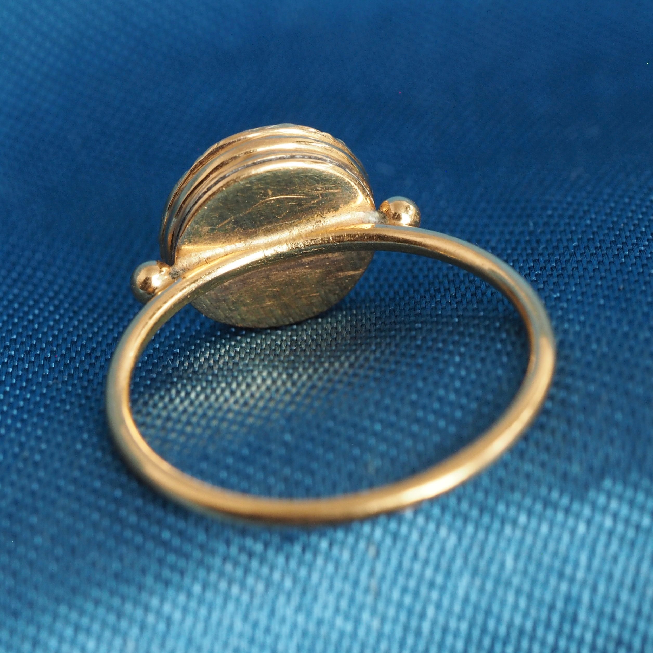 Antique Portuguese 19k Gold Georgian Rose Cut Diamond and Enamel Ring