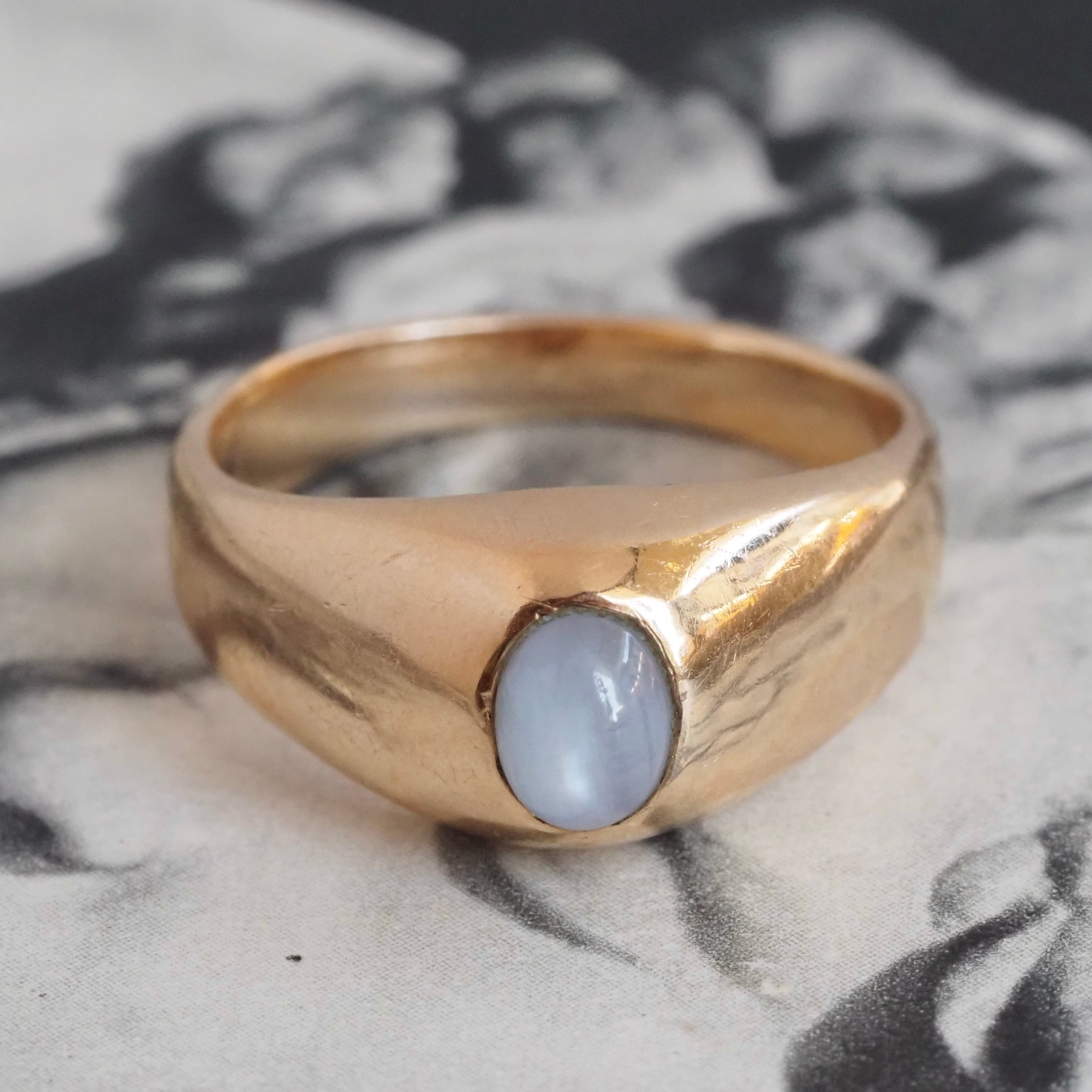 Vintage Natural Star Sapphire 14k Gold Dome Ring