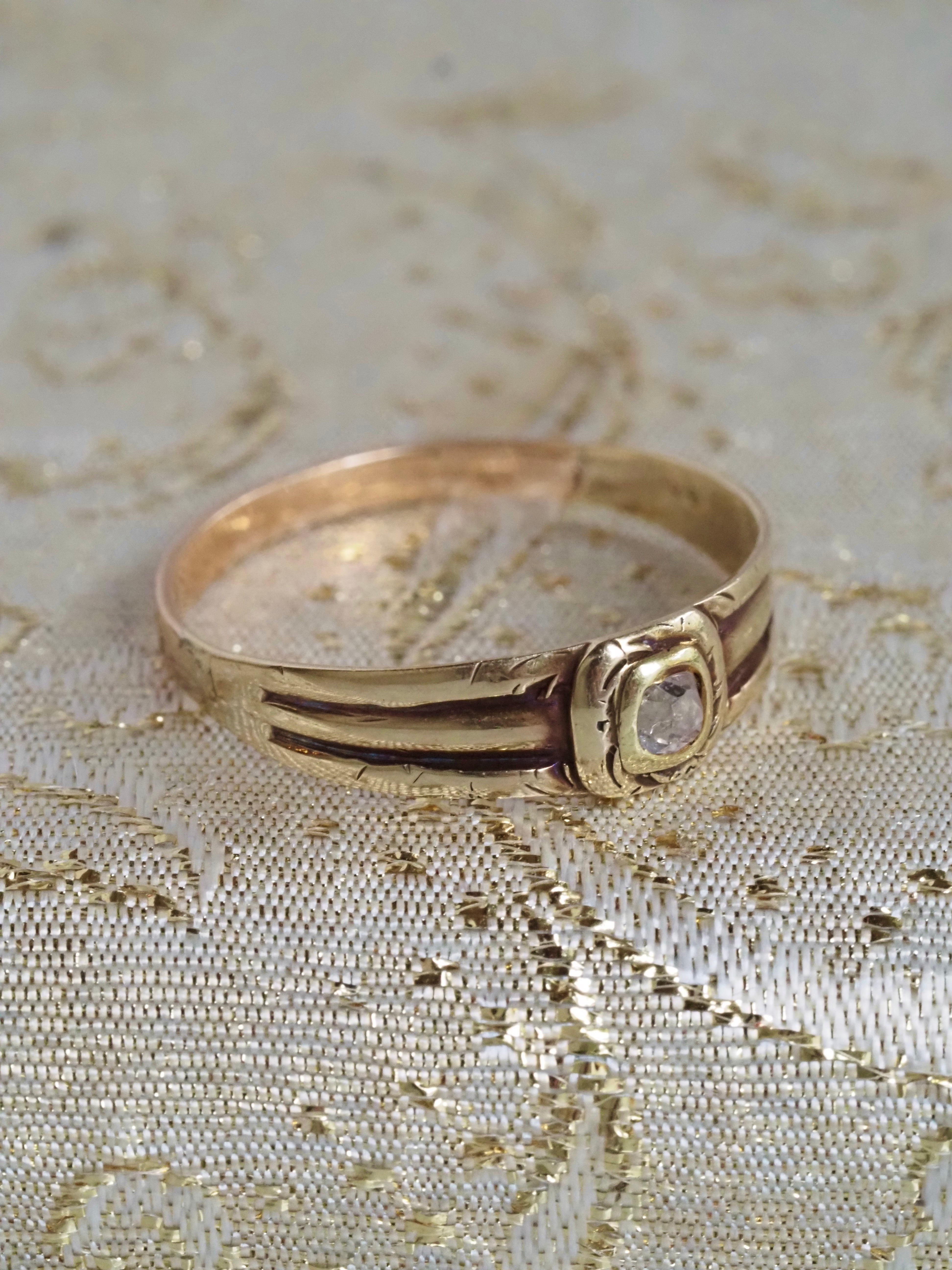 Antique 14k Gold Late 1700s Pink Peruzzi Diamond Ring