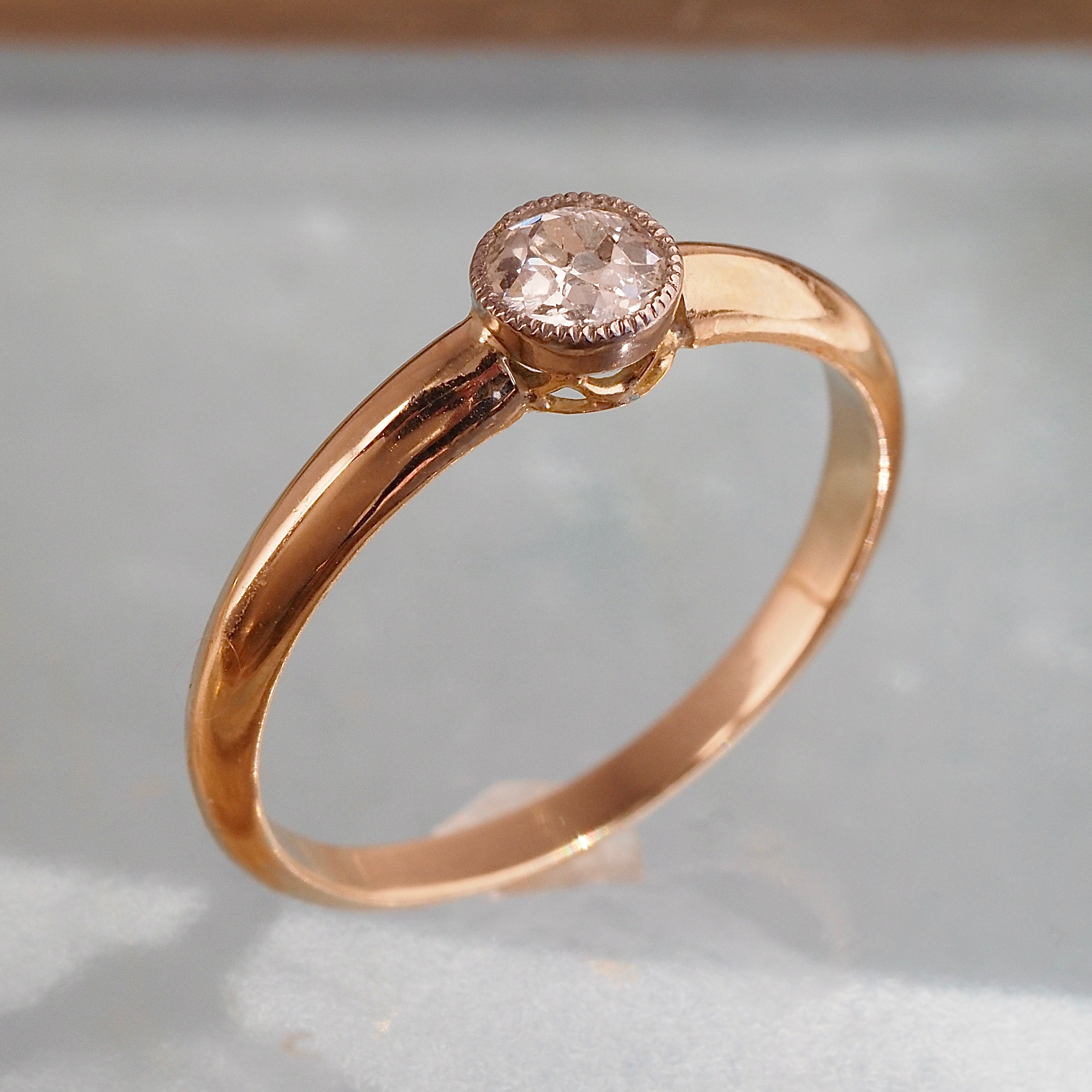 Vintage Old European Diamond 14k Gold Platinum Ring